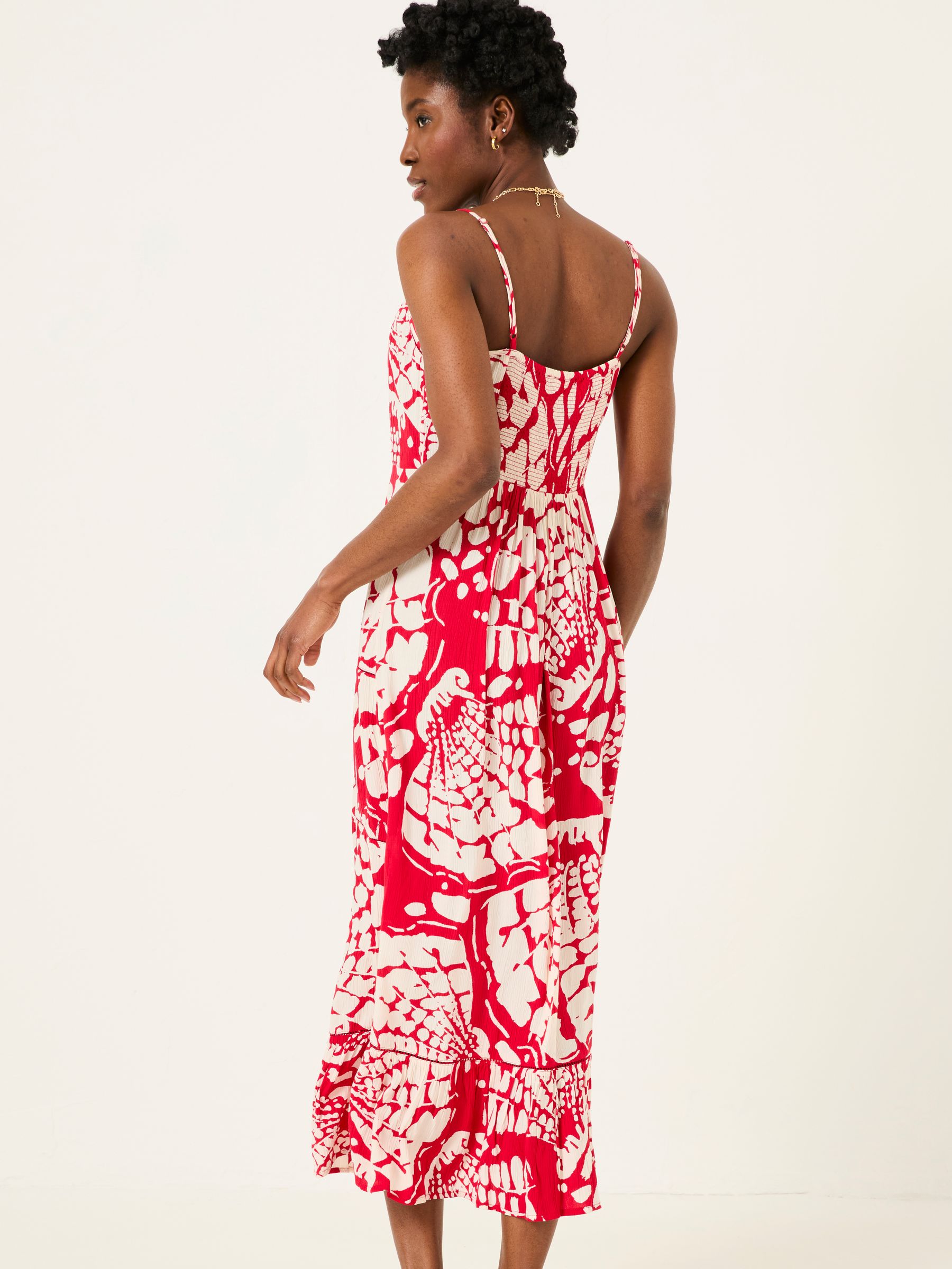 Mae Red Mono Shells Midi Dress - Image 3 of 5