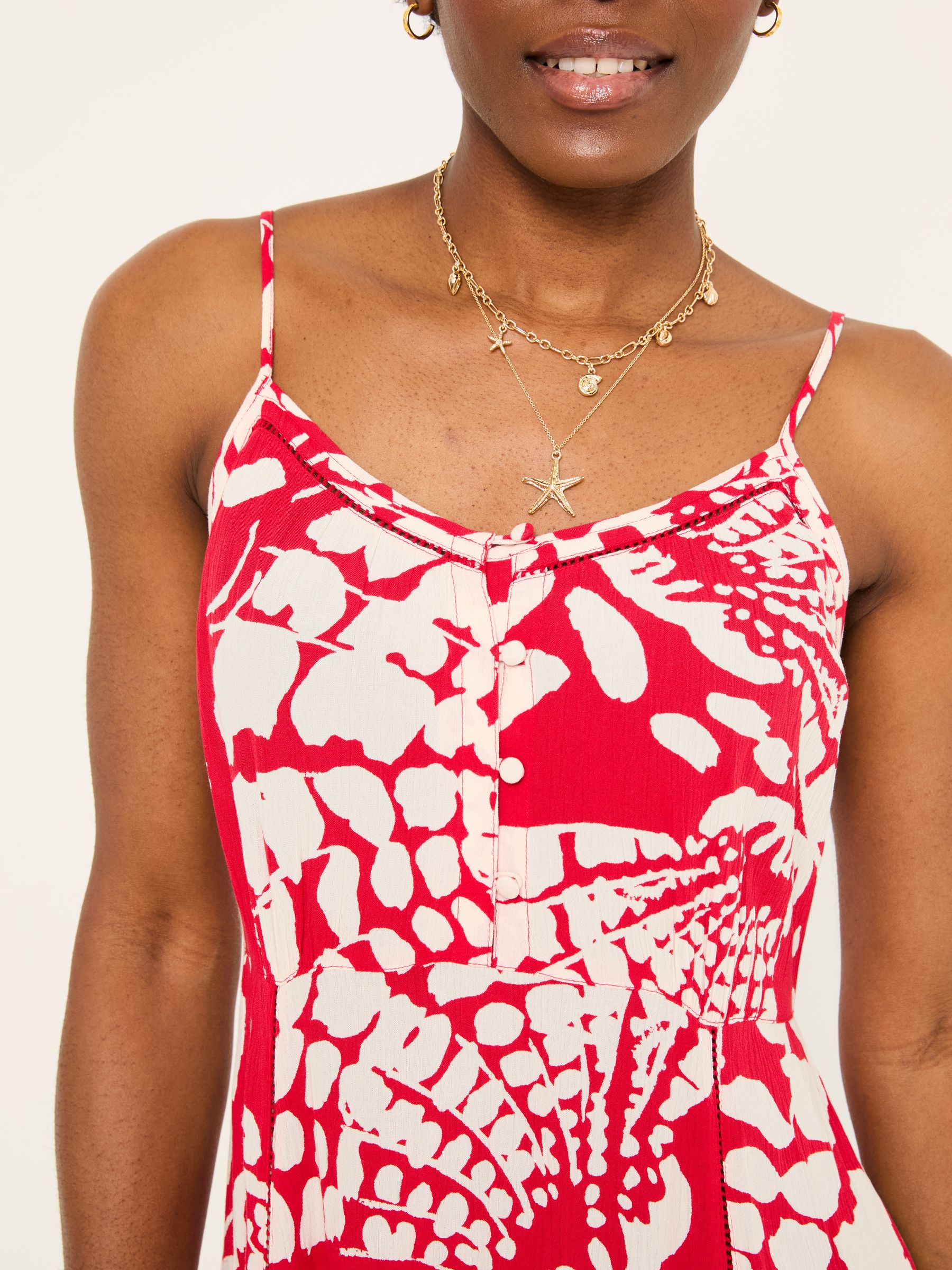 Mae Red Mono Shells Midi Dress - Image 5 of 5