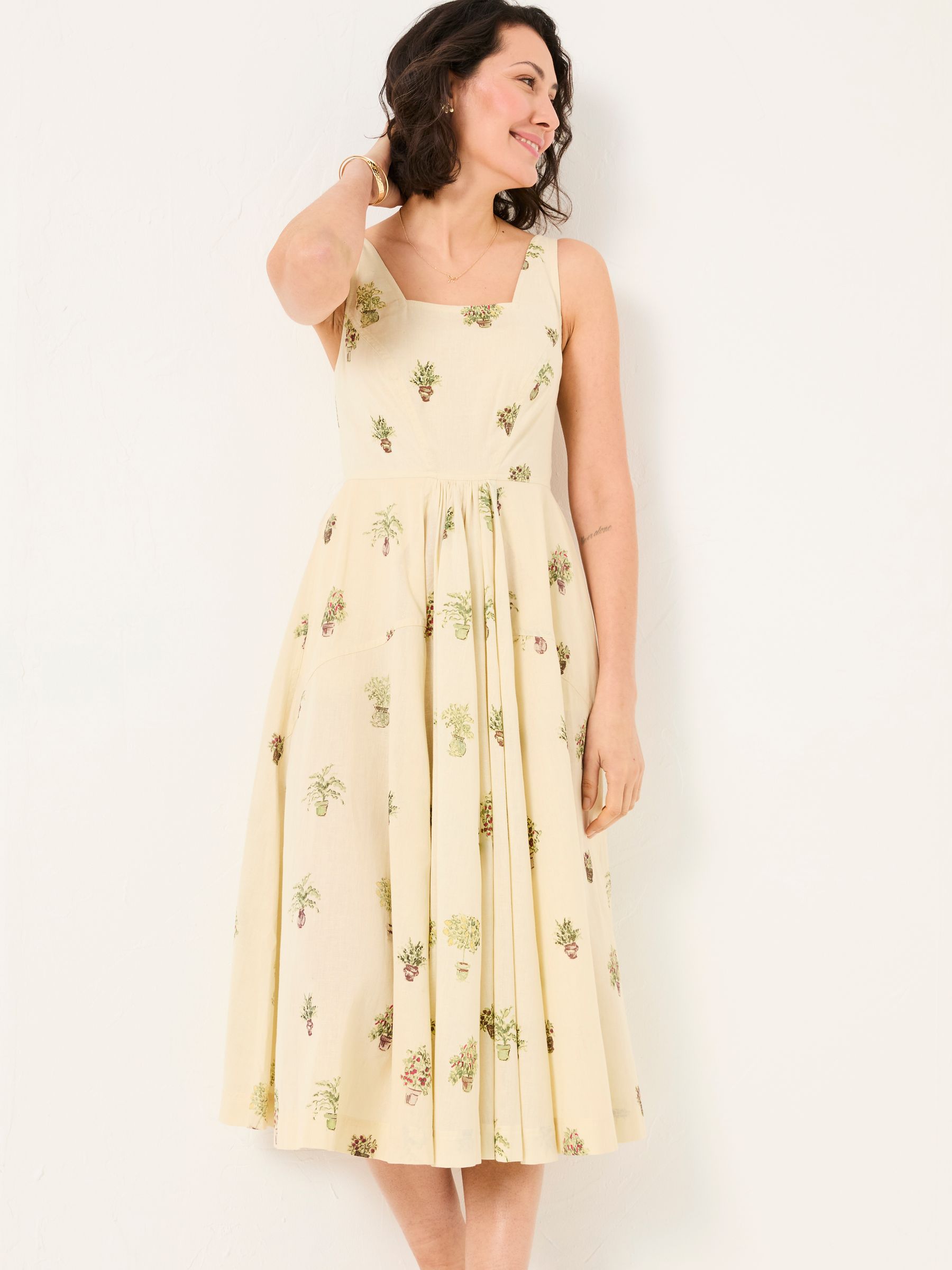 Maria Ivory Plants Midi Dress - Image 2 of 7