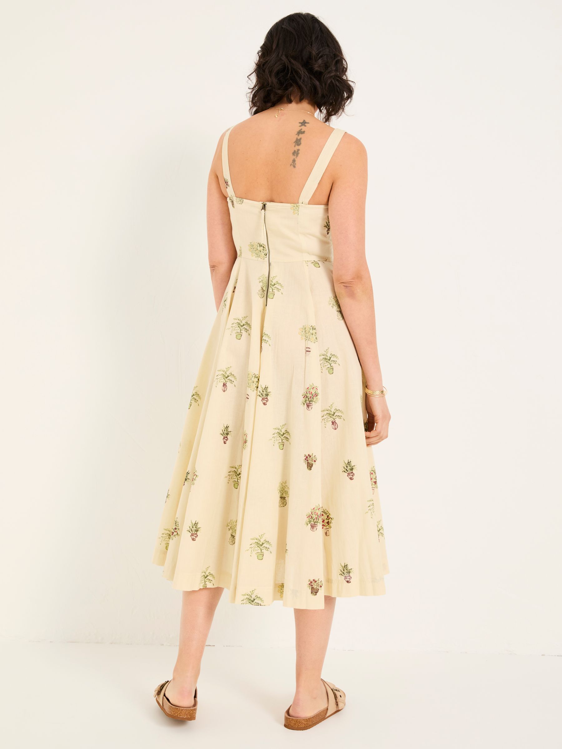 Maria Ivory Plants Midi Dress - Image 3 of 7