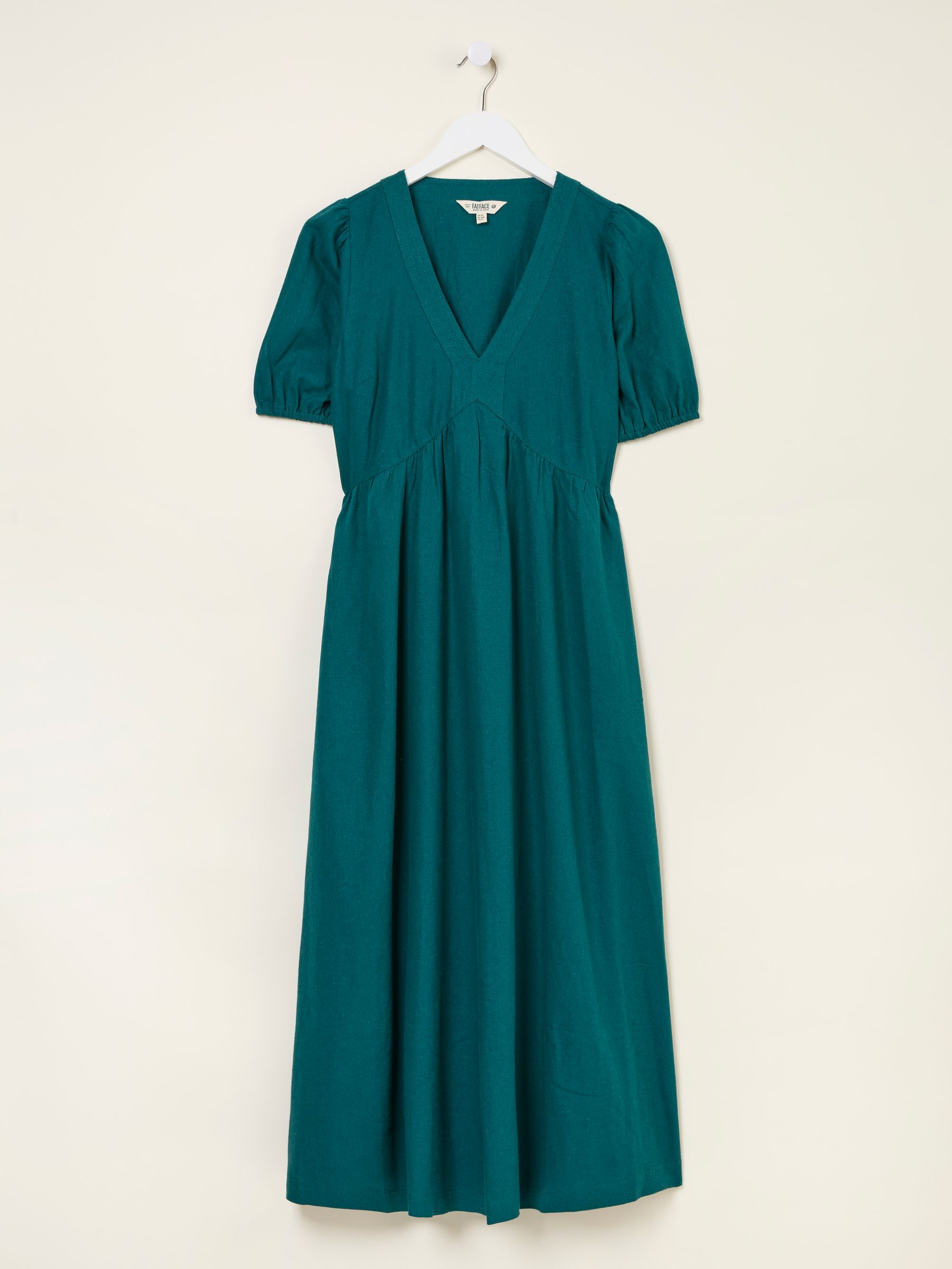 Remi Dark Teal Linen Midi Dress - Image 5 of 5