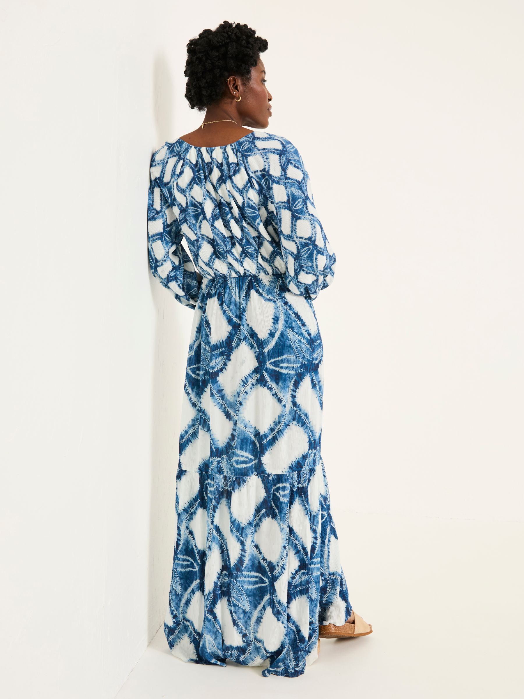 Noelle Indigo Blue Water Leaf Midi Dress - Image 3 of 6