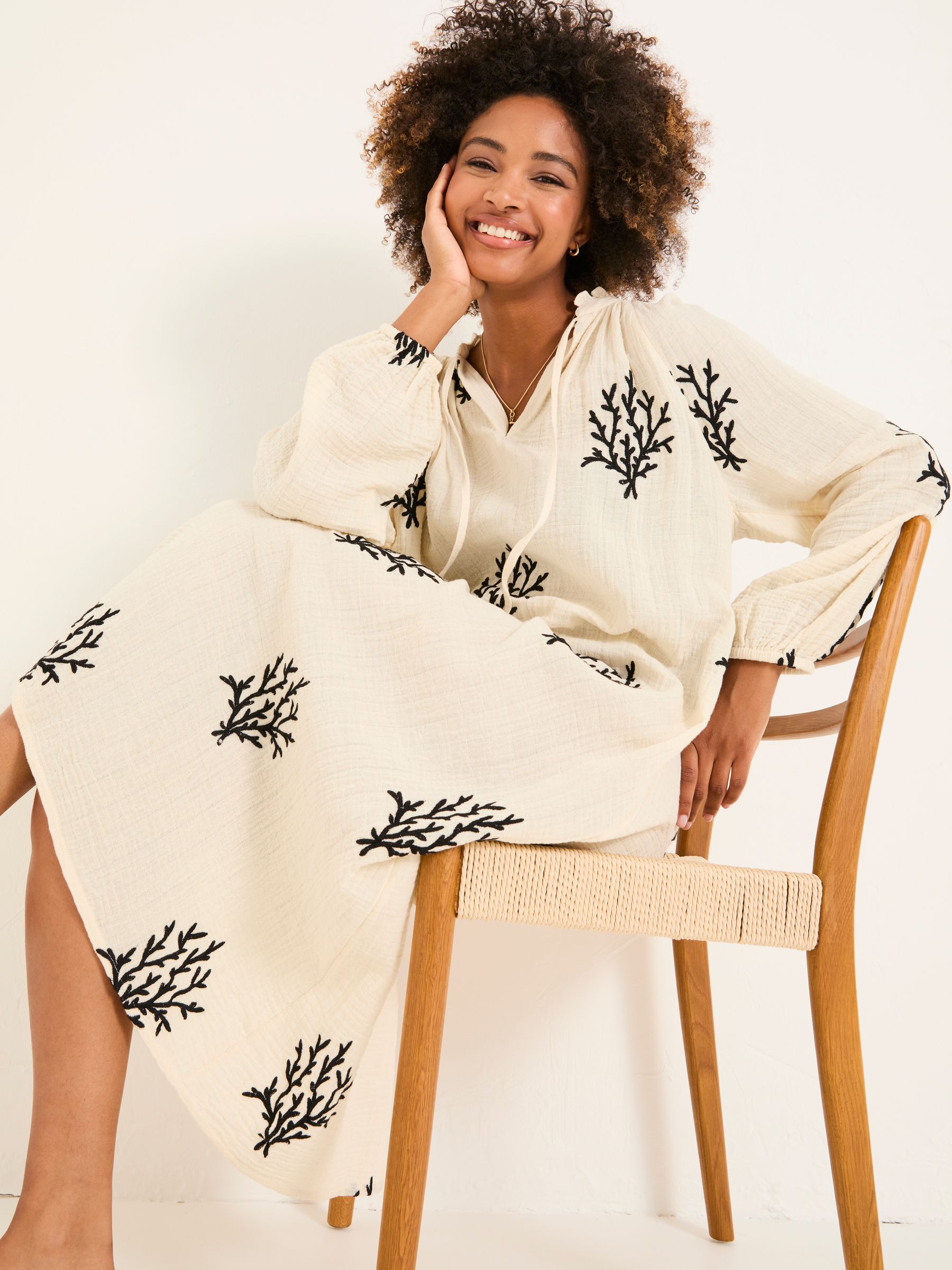 Ivory Beachwear Coral Embroidered Kaftan Dress - Image 5 of 8