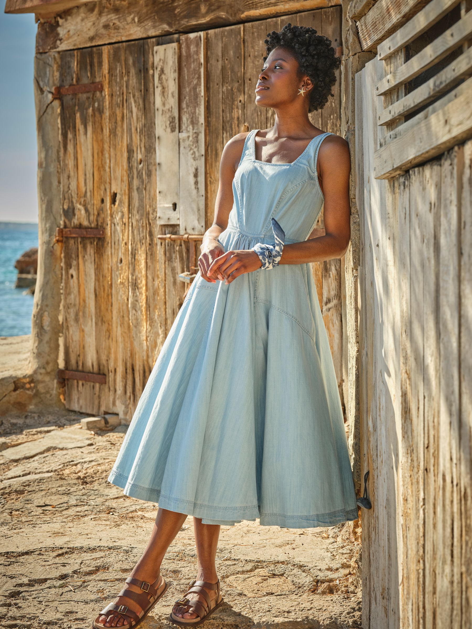 Maria Blue Denim Midi Dress FatFace