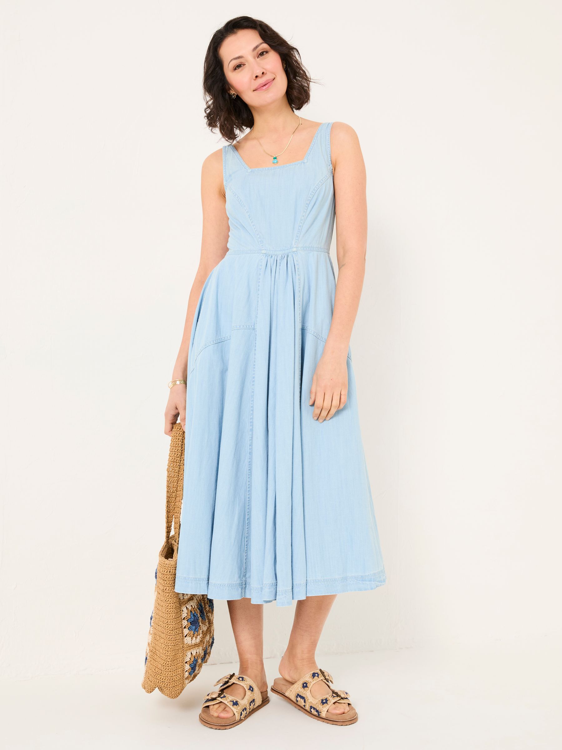 Maria Blue Denim Midi Dress - Image 2 of 7
