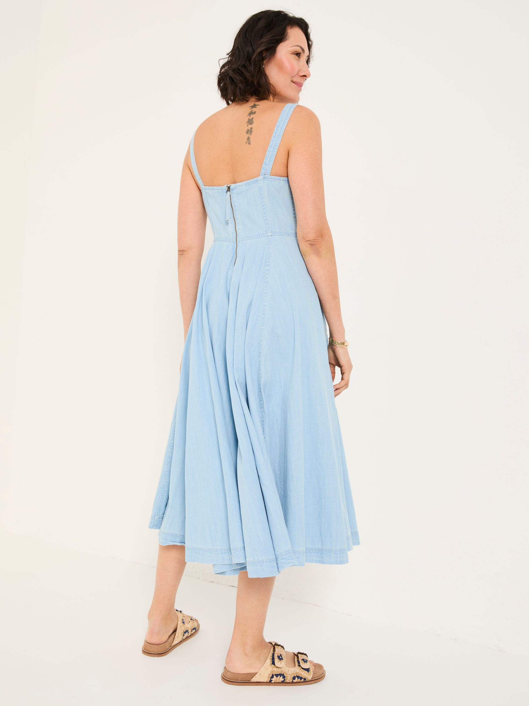 Maria Blue Denim Midi Dress - Image 3 of 7