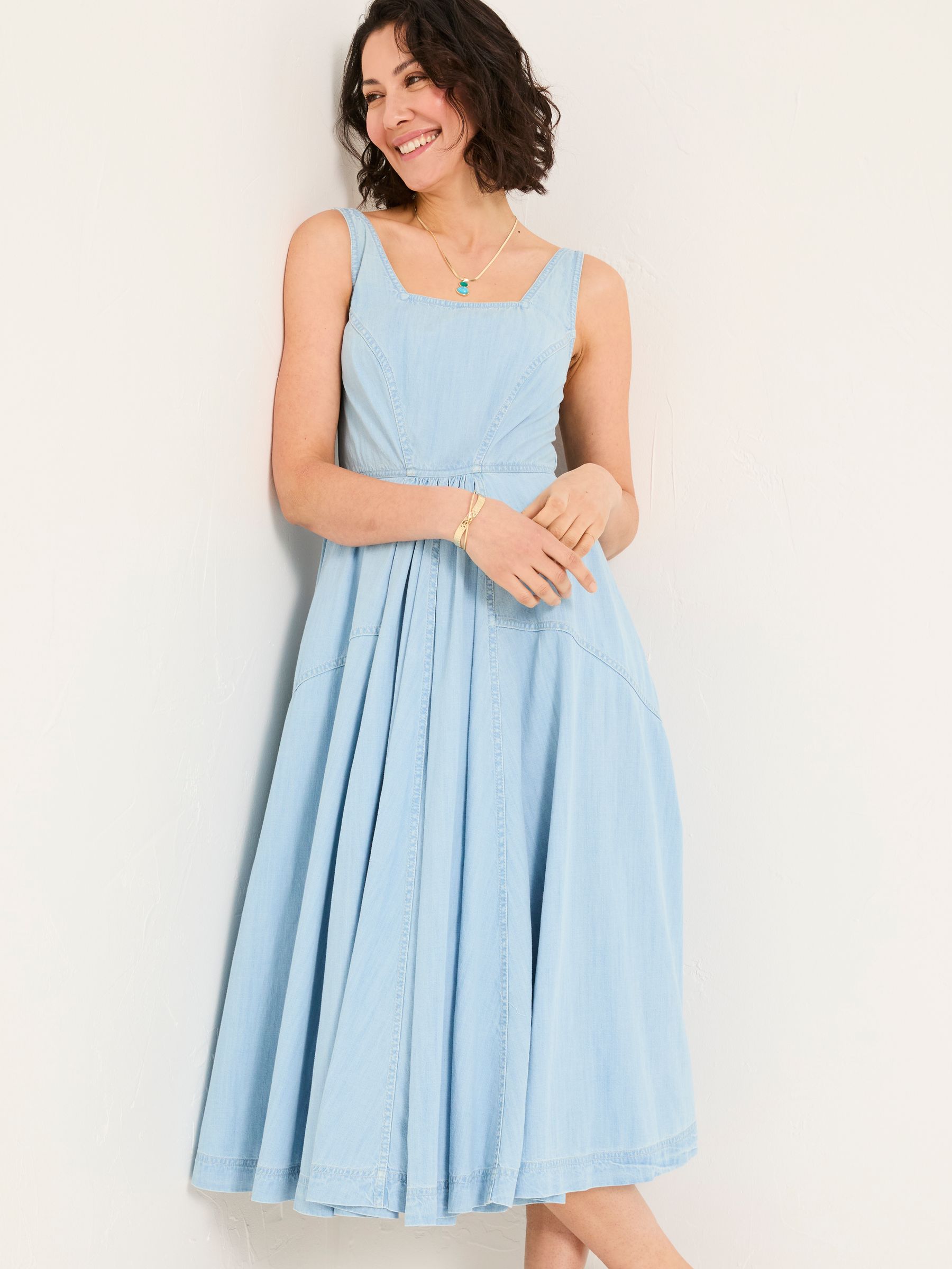 Maria Blue Denim Midi Dress - Image 4 of 7