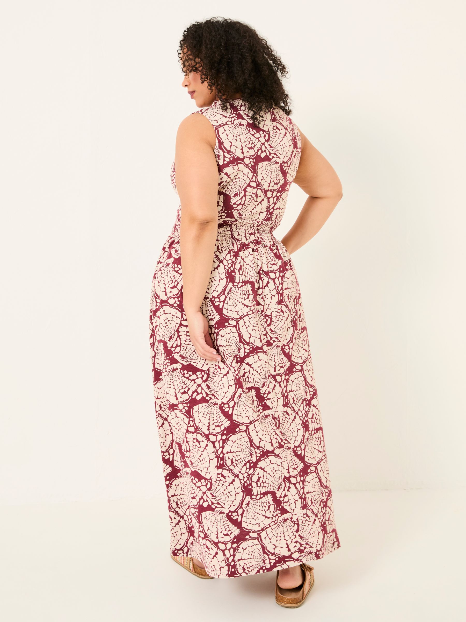 Ellie Burgundy Red Mono Shells Jersey Maxi Dress - Image 6 of 9