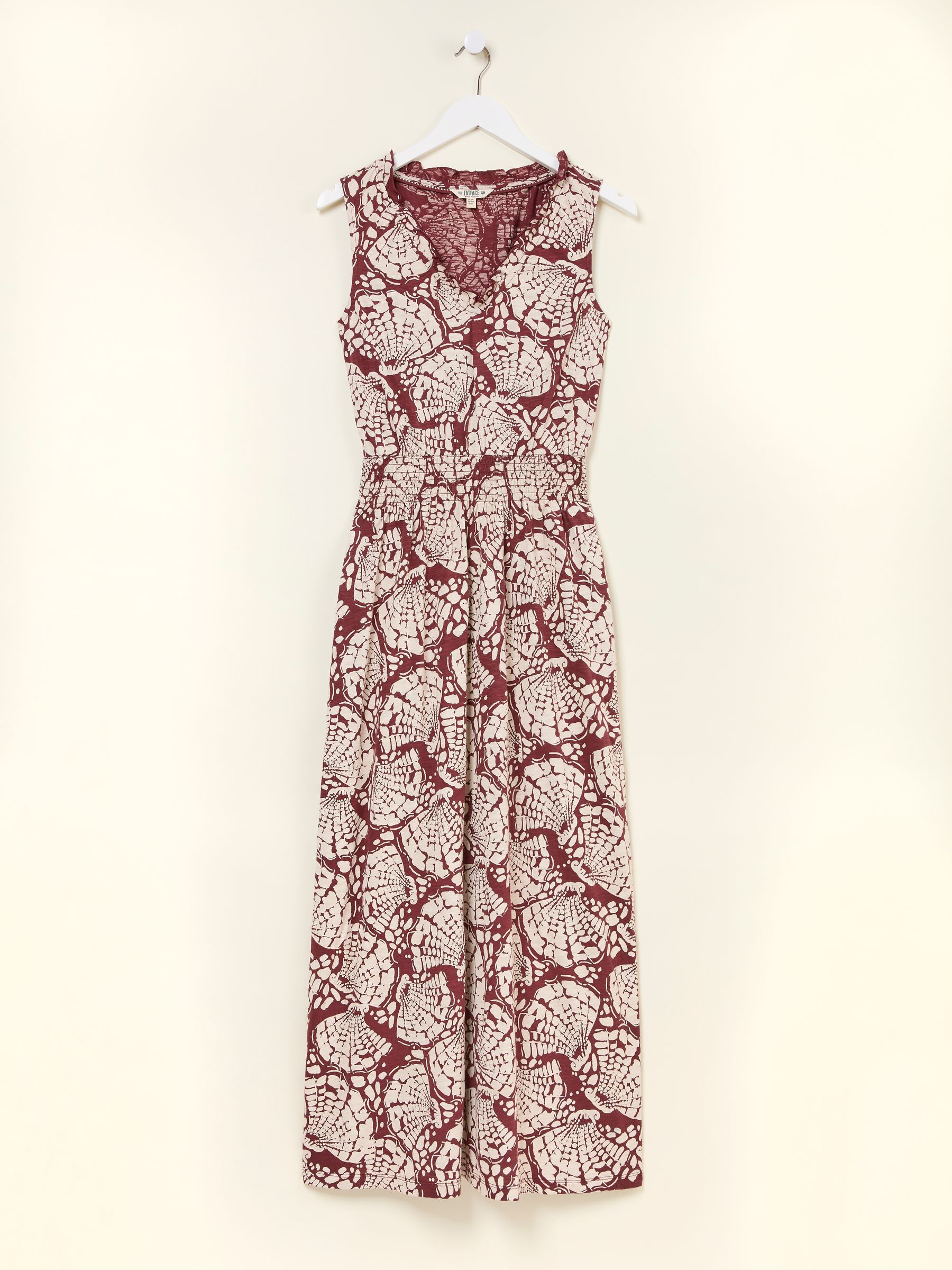 Ellie Burgundy Red Mono Shells Jersey Maxi Dress - Image 9 of 9