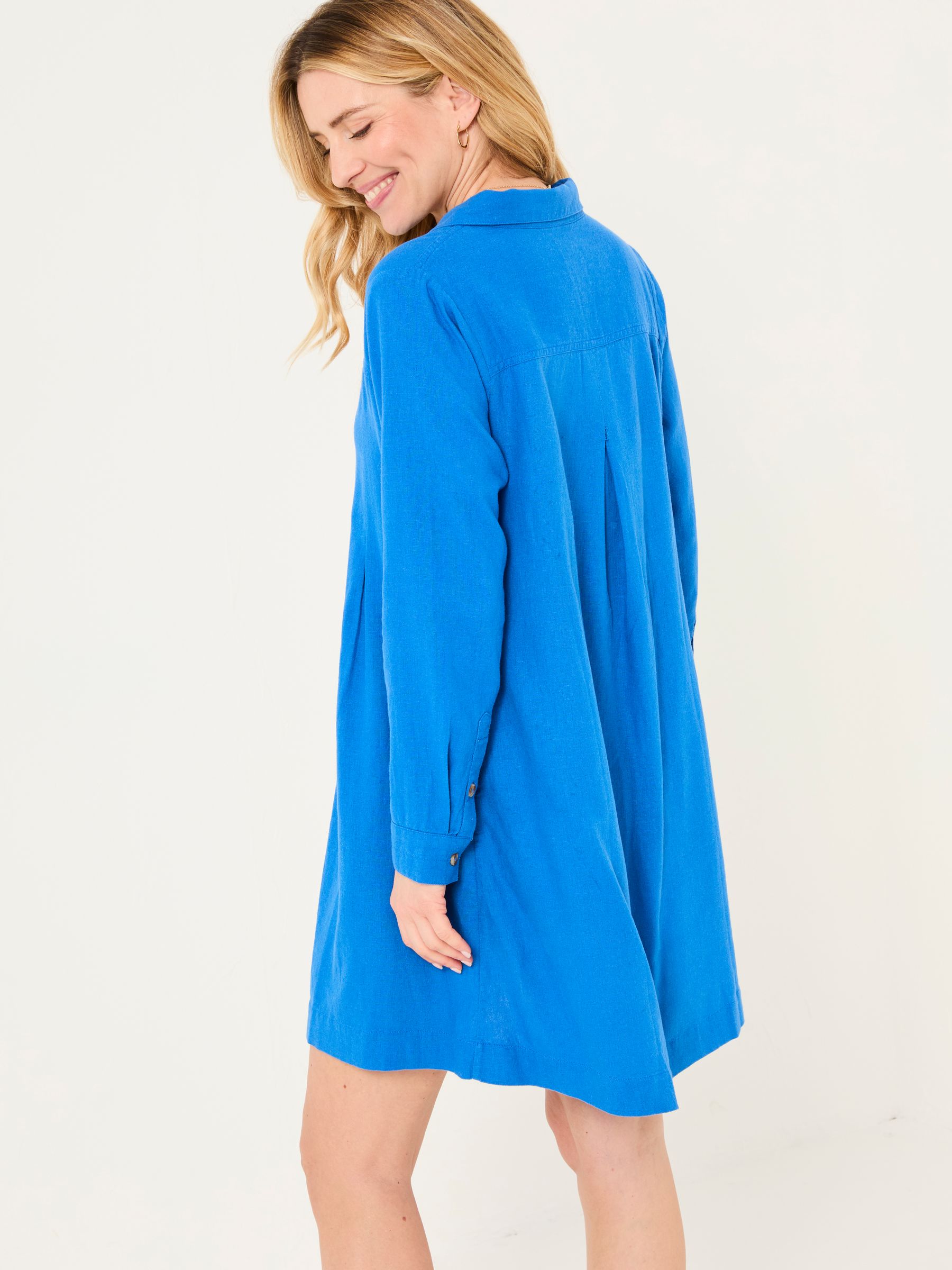 Lena Mid Blue Linen Dress - Image 2 of 6