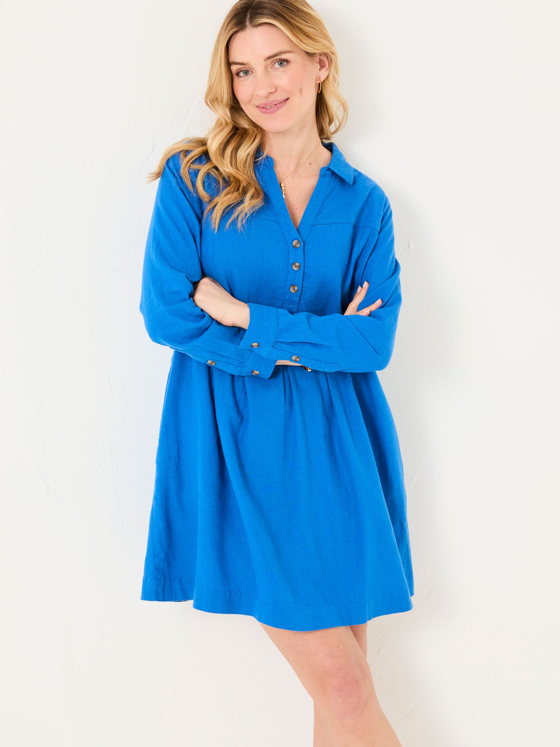 Lena Mid Blue Linen Dress - Image 3 of 6