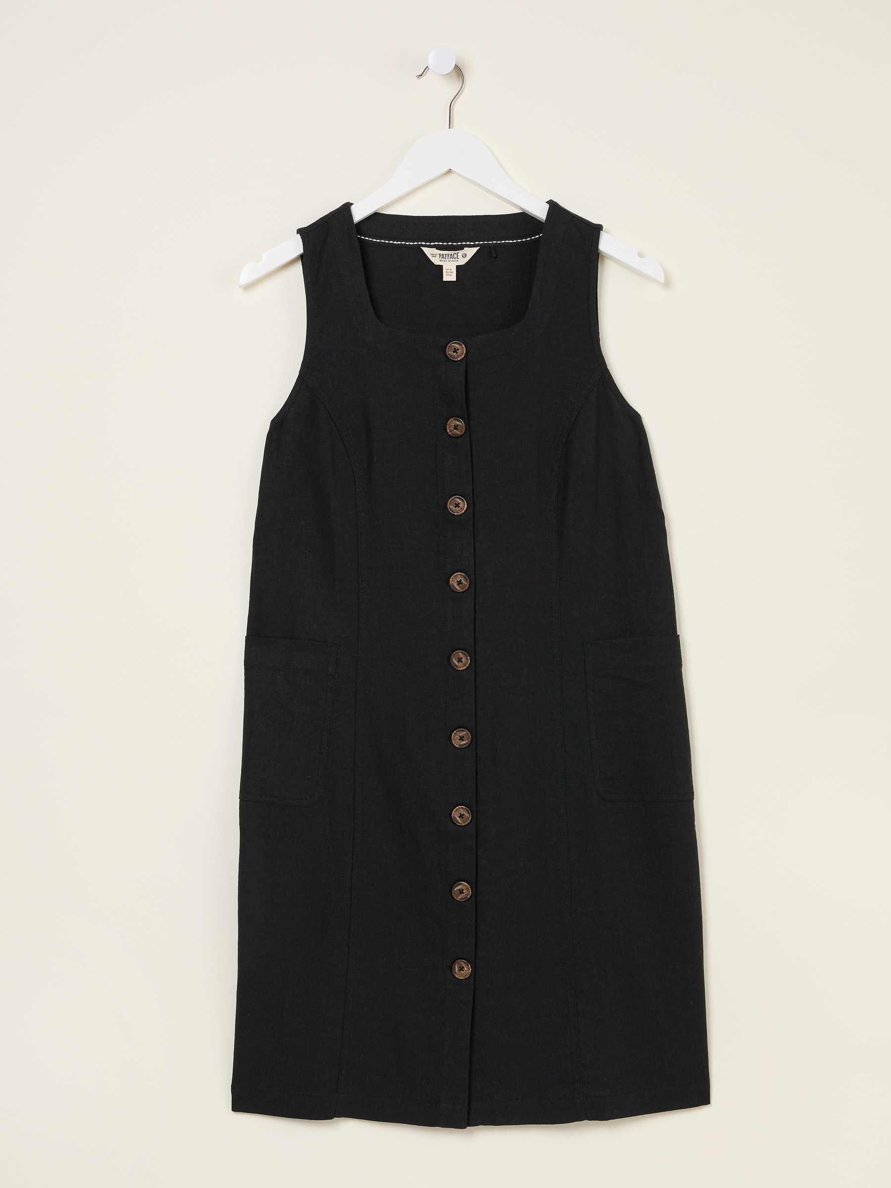 Binny Black Button Linen Dress - Image 6 of 6
