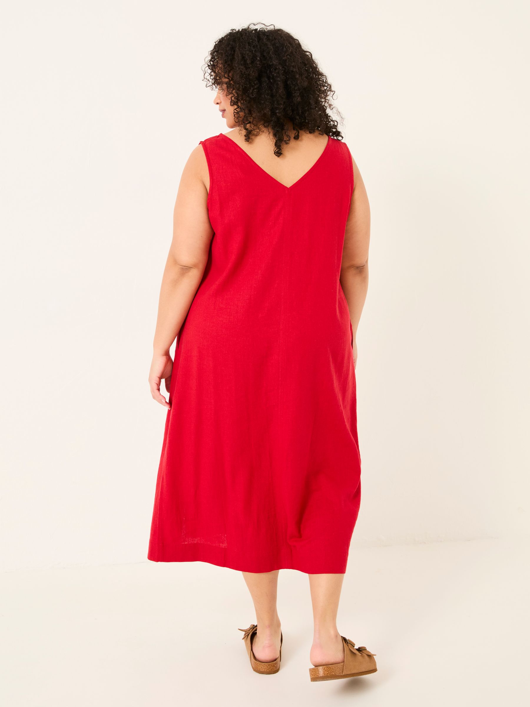 Corey Rust Red Linen Midi Dress - Image 8 of 10