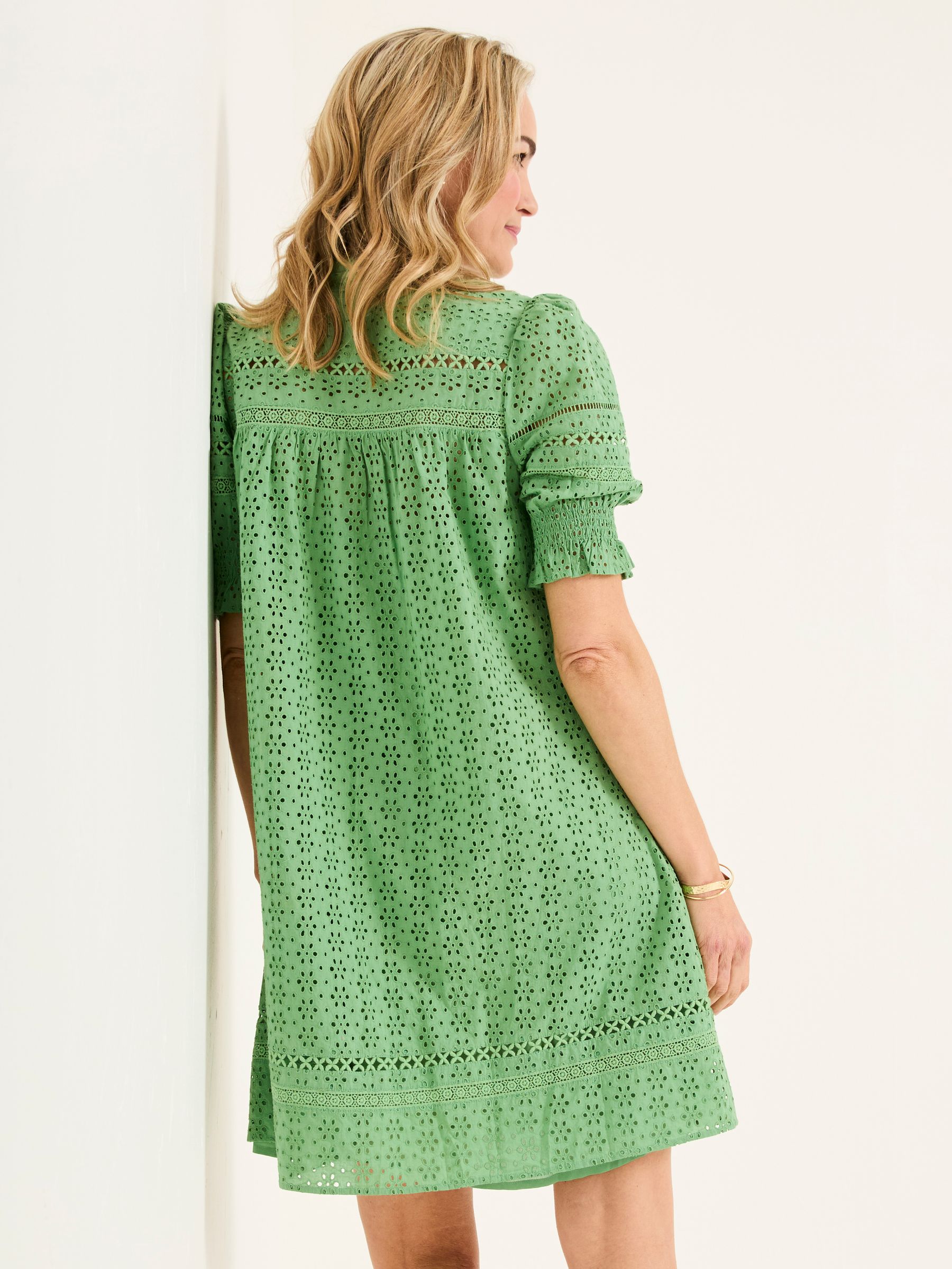 Brody Mid Green Broderie 100% Cotton Dress - Image 2 of 5