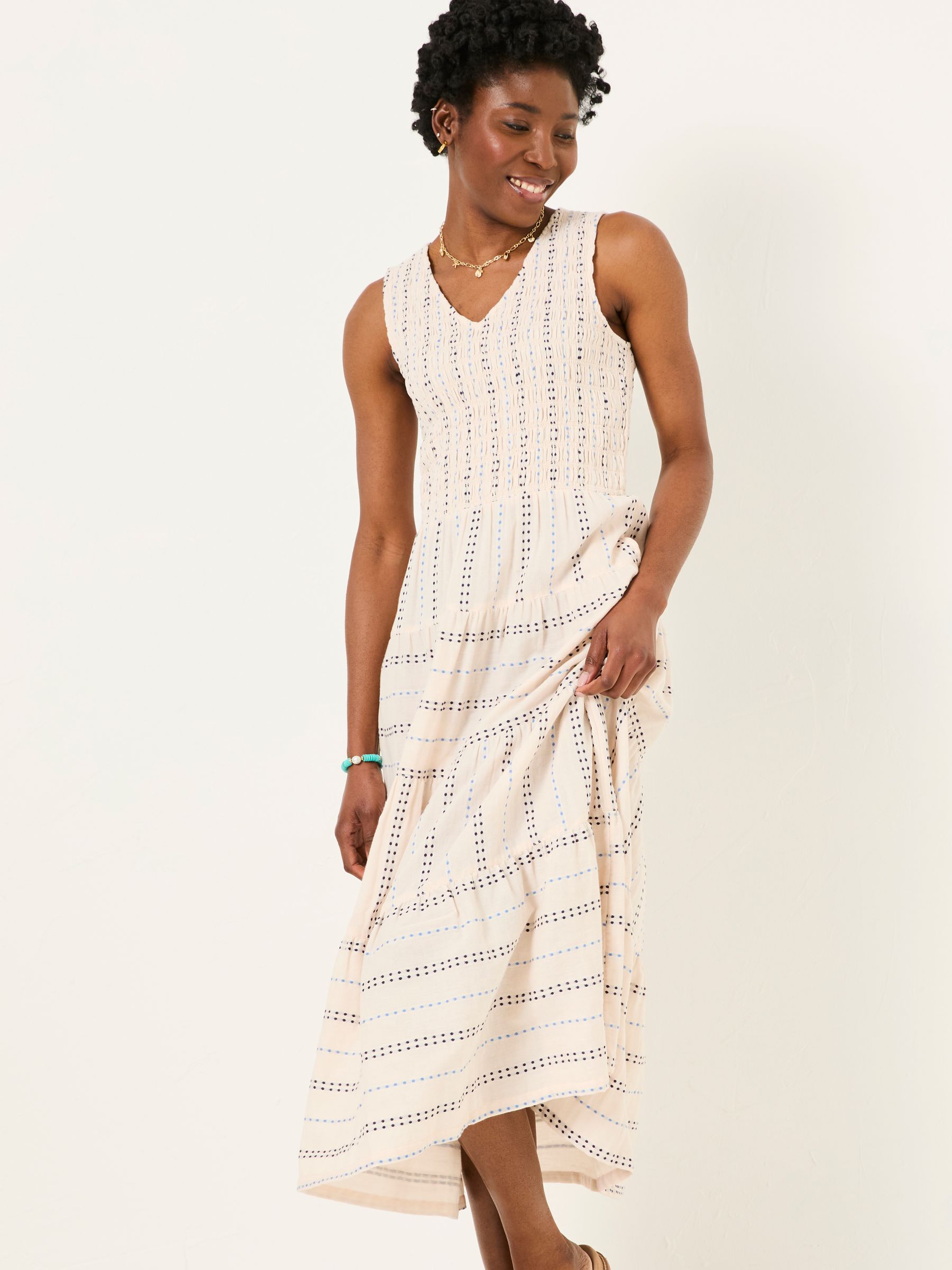 fat face cotton dresses Ariana Multi Tiered Stripe 100% Cotton Dress