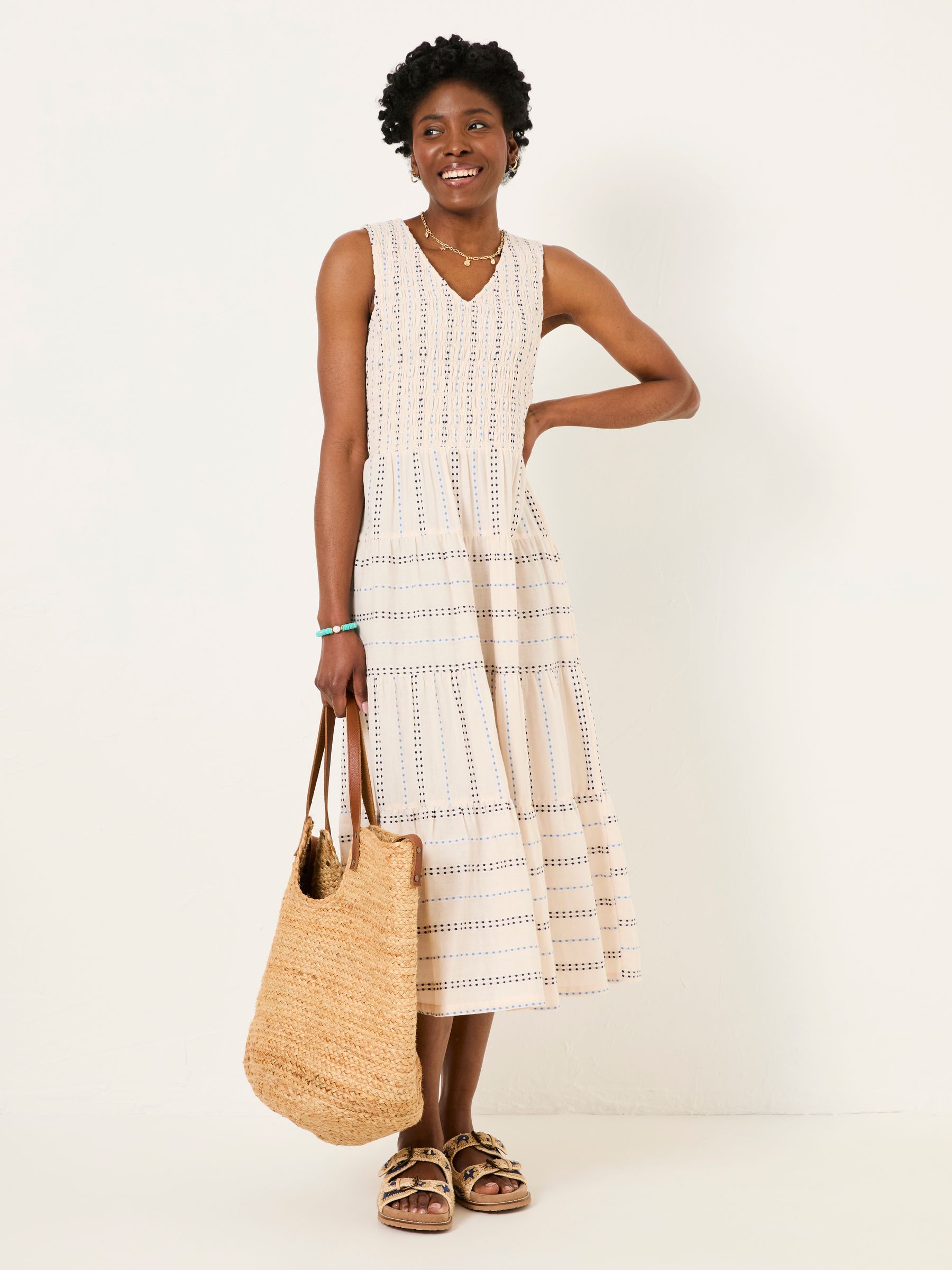 Ariana Multi Tiered Stripe 100% Cotton Dress - Image 4 of 5