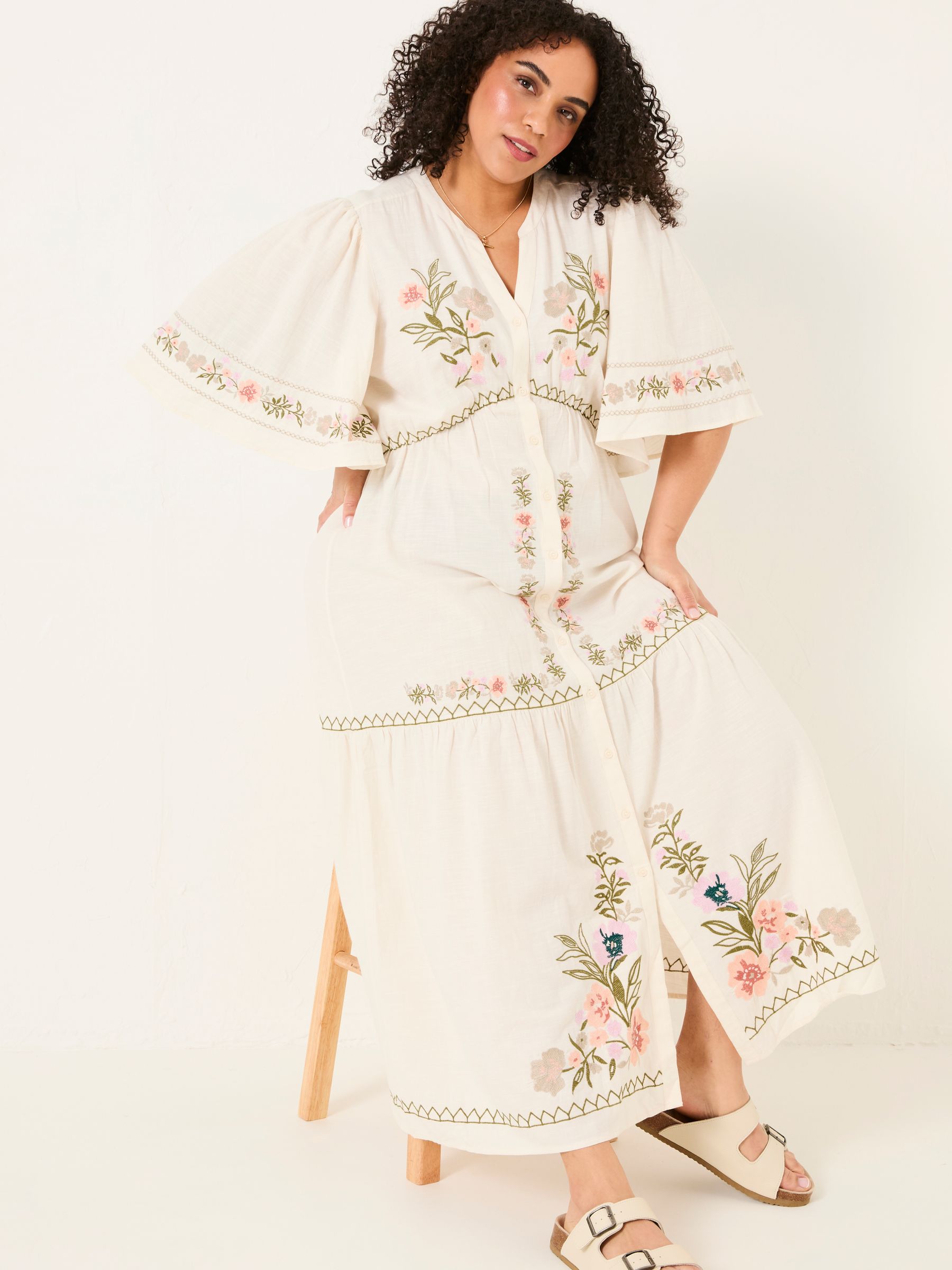 Paige Ivory Embroidered Midi Dress - Image 10 of 13