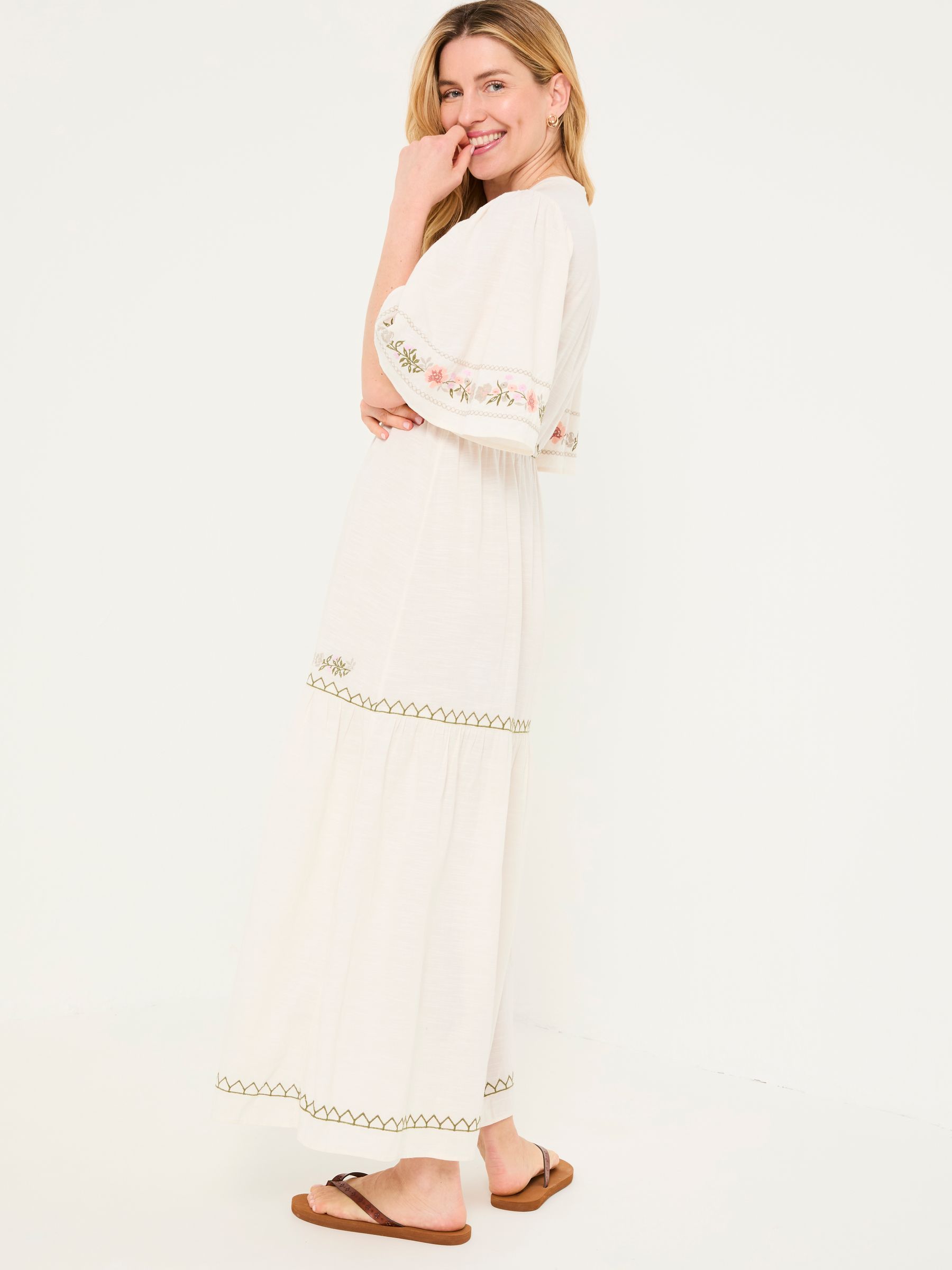 Paige Ivory Embroidered Midi Dress - Image 3 of 13