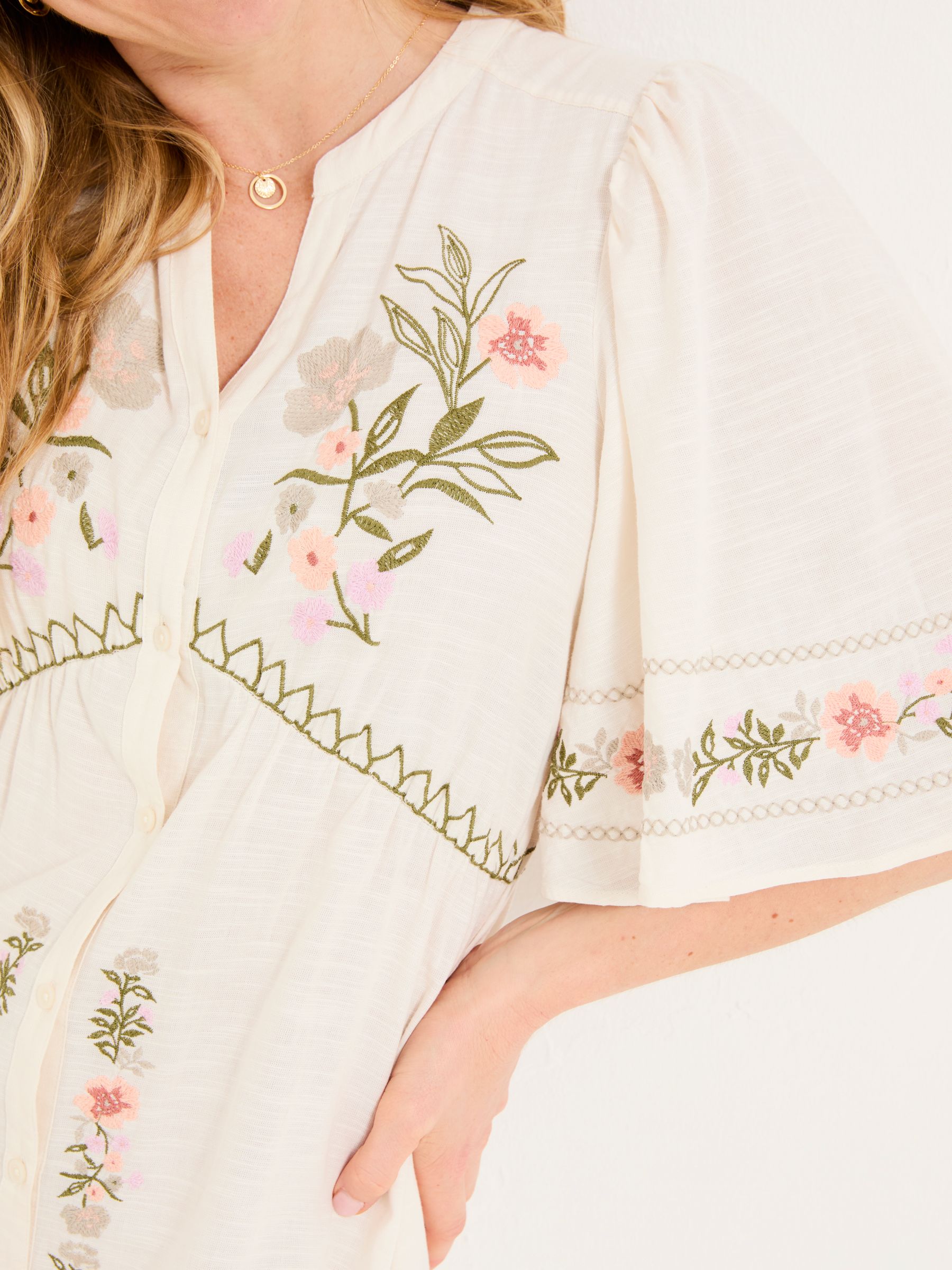 Paige Ivory Embroidered Midi Dress - Image 6 of 13