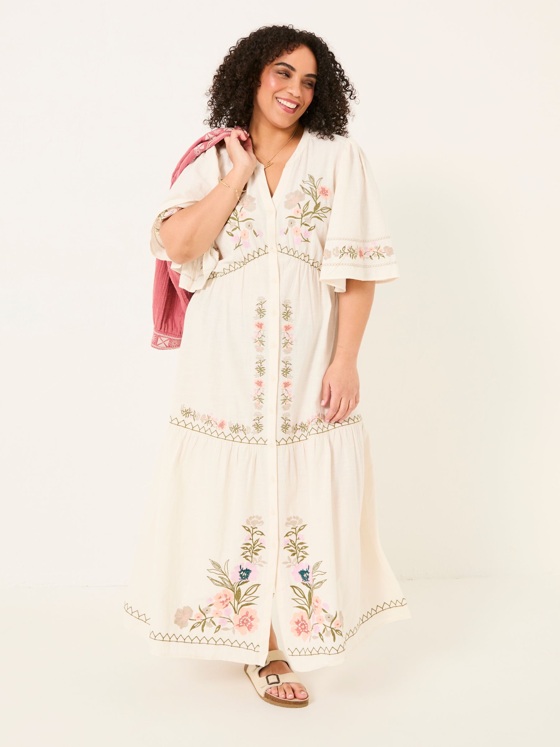 Paige Ivory Embroidered Midi Dress - Image 8 of 13