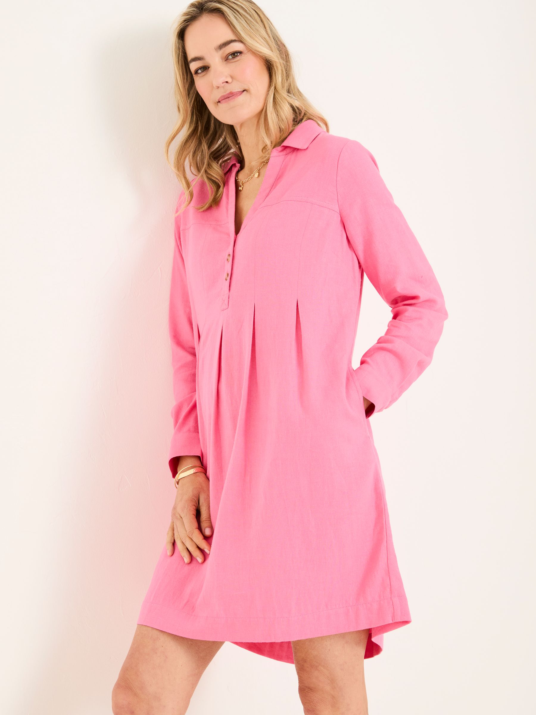 Lena Mid Pink Linen Dress - Image 3 of 6