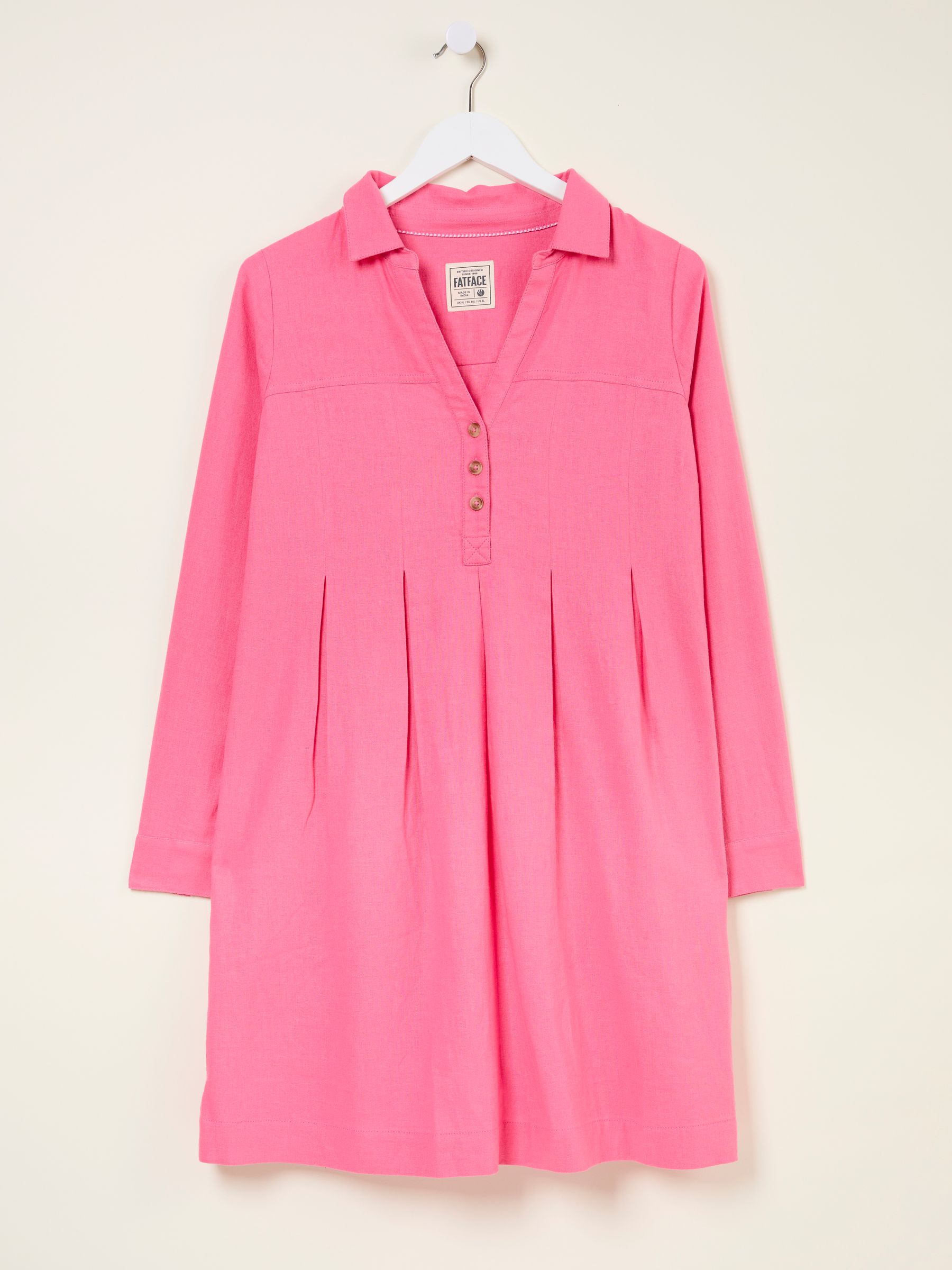 Lena Mid Pink Linen Dress | FatFace Lena Mid Pink Linen Dress | FatFace