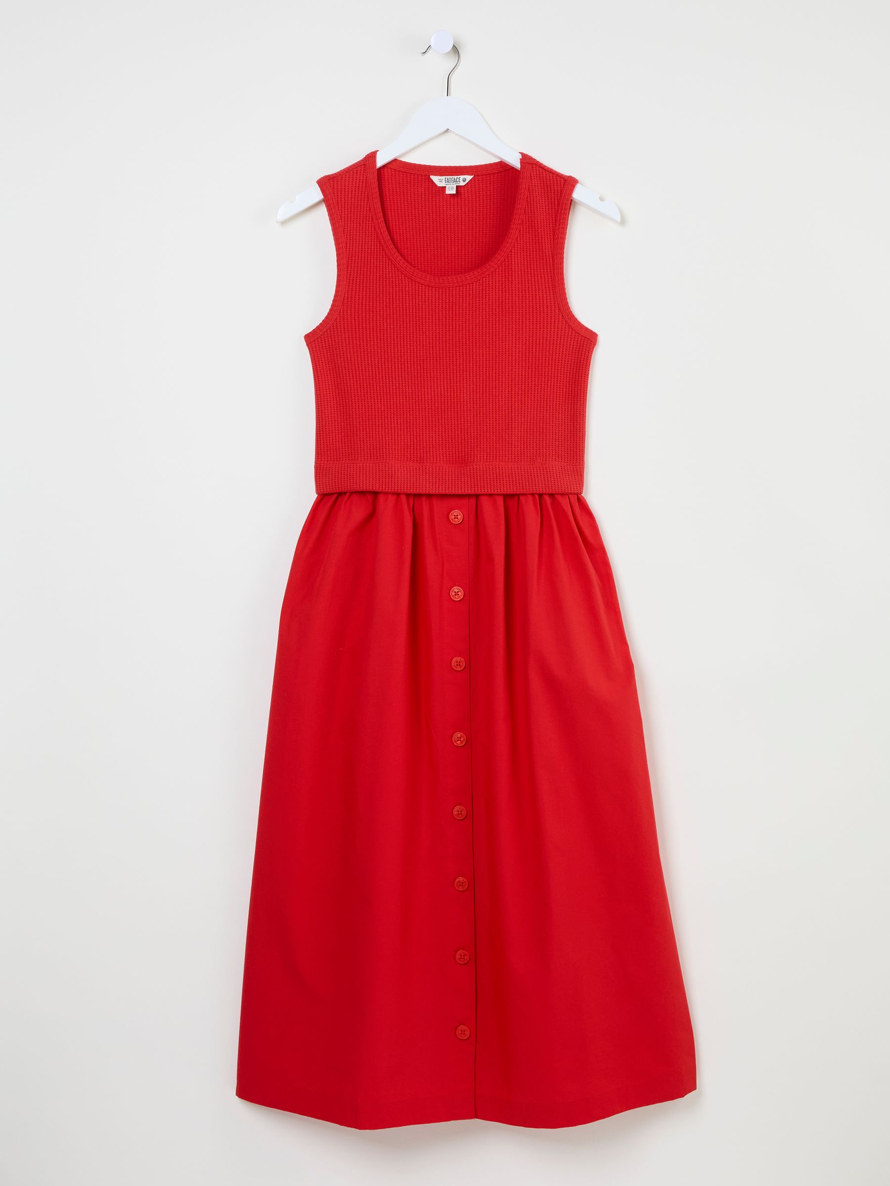 Sal Bright Red 100% Cotton Midi Dress - Image 5 of 5