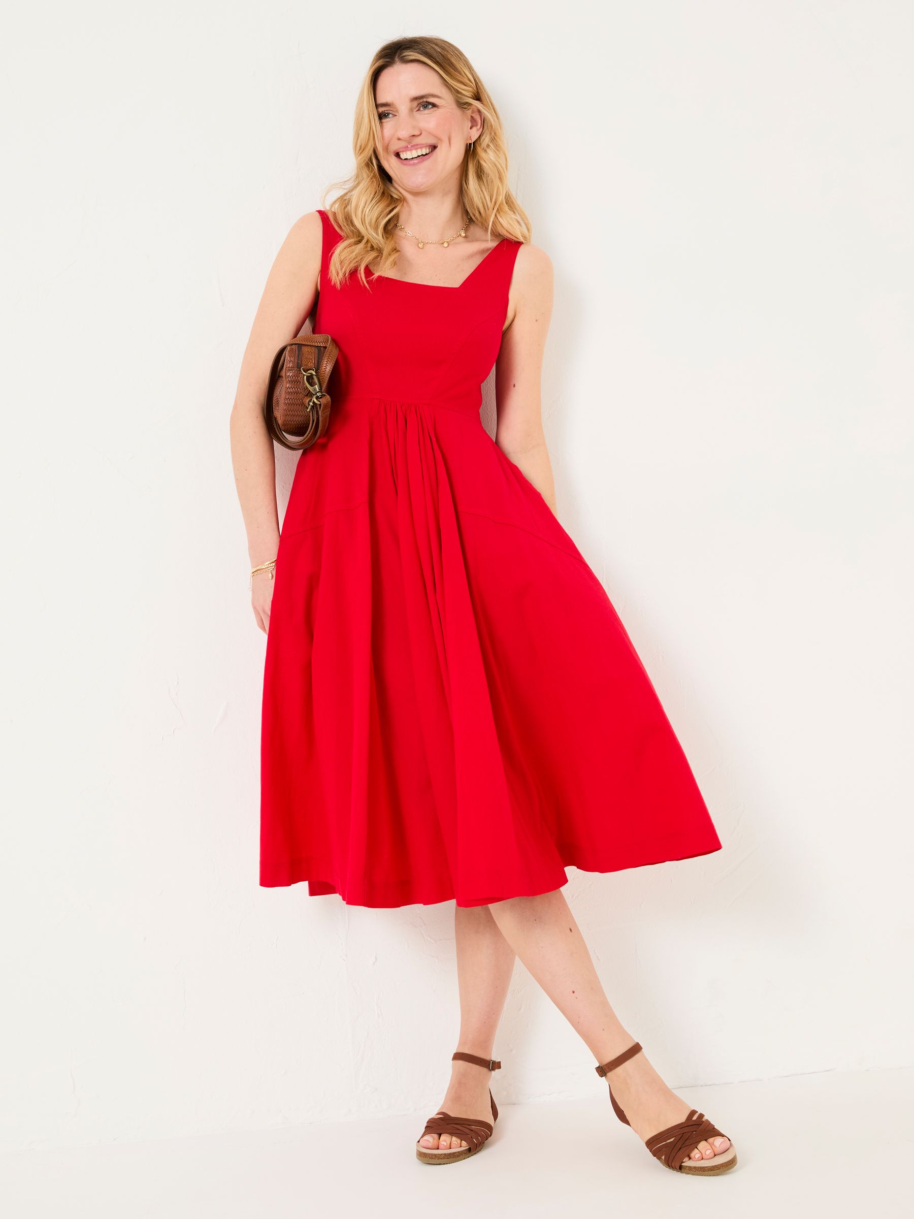 Maria Red Midi Dress - Image 1 of 10