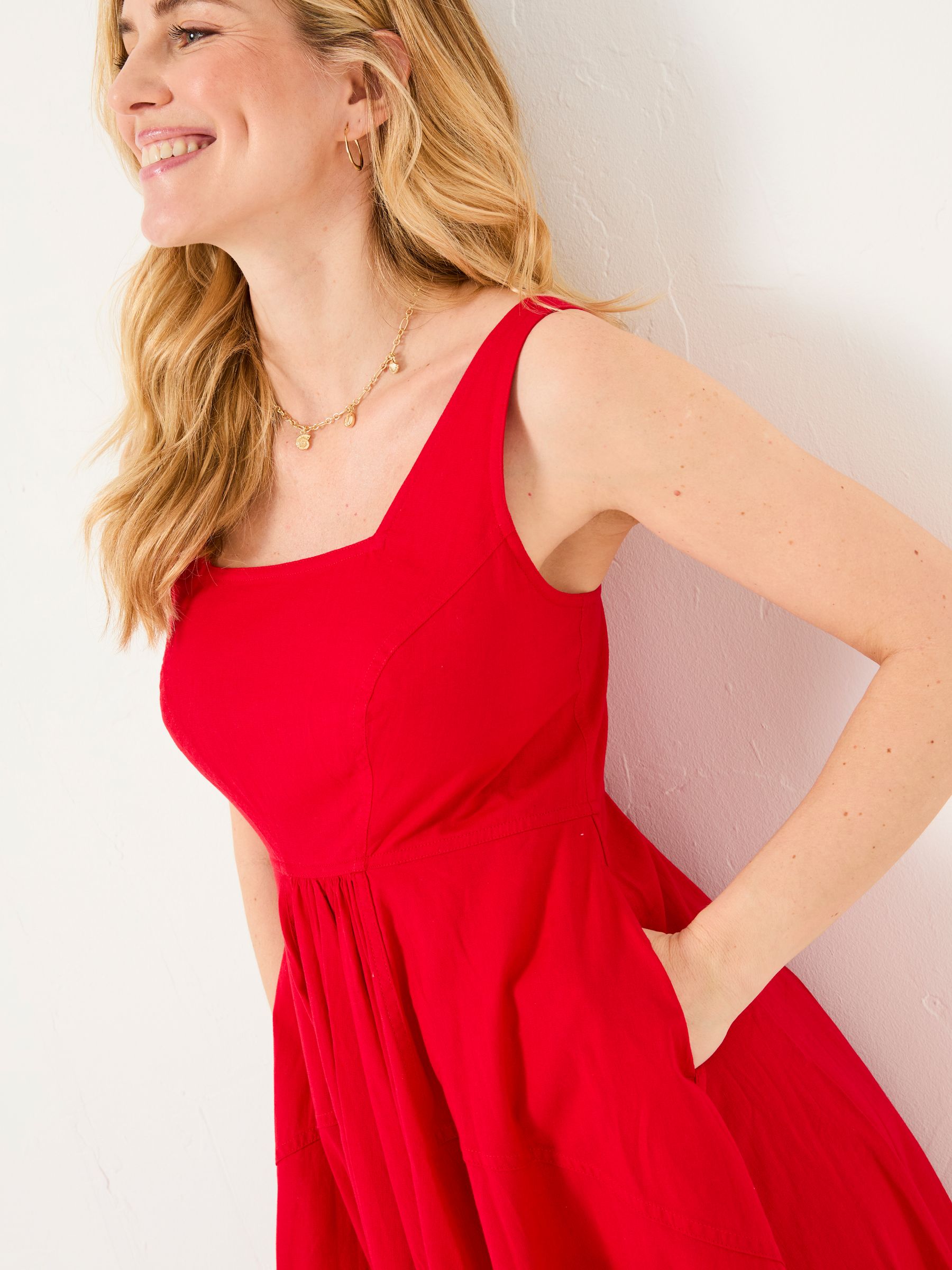Maria Red Midi Dress - Image 4 of 10