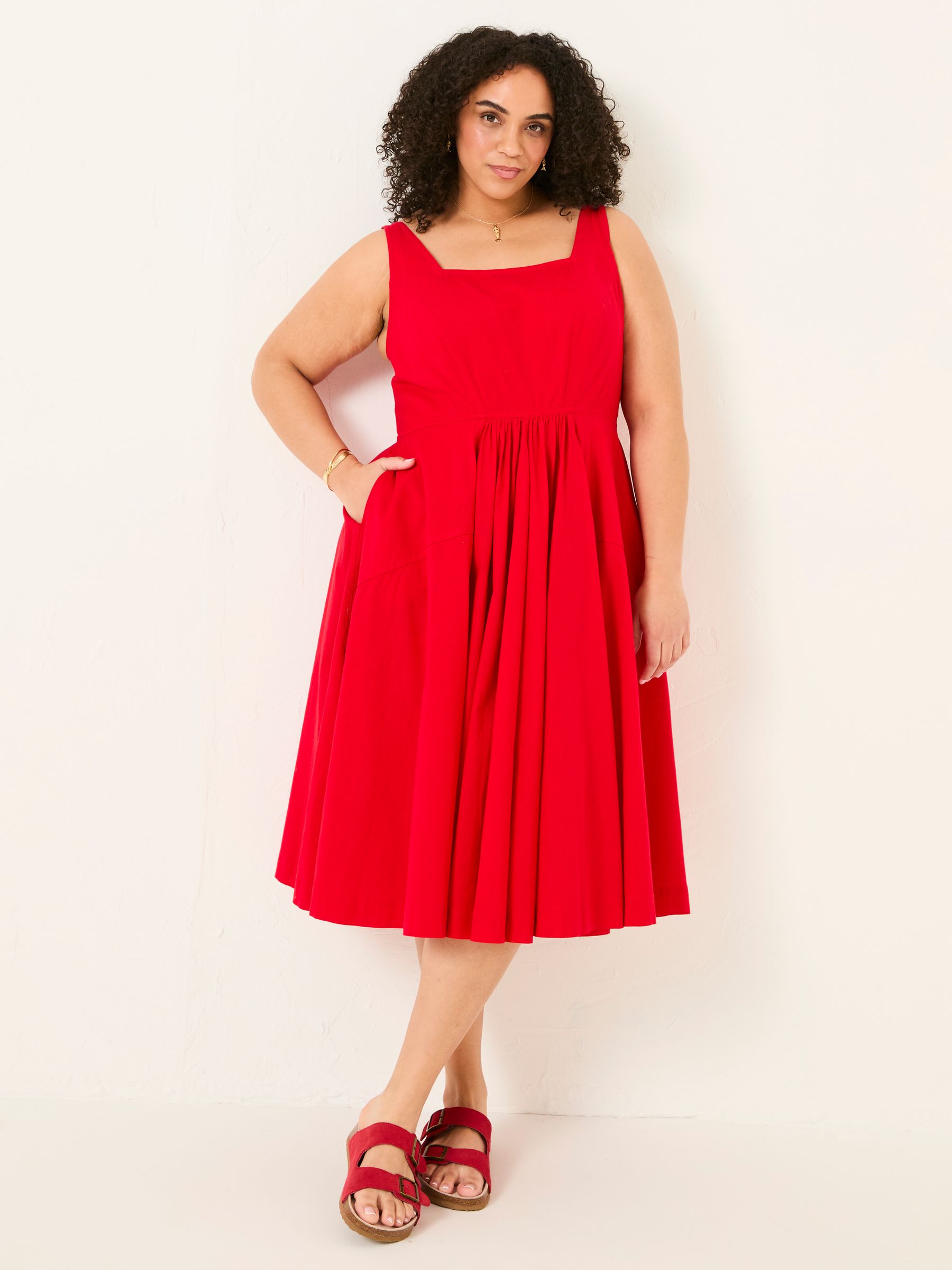 Maria Red Midi Dress - Image 5 of 10