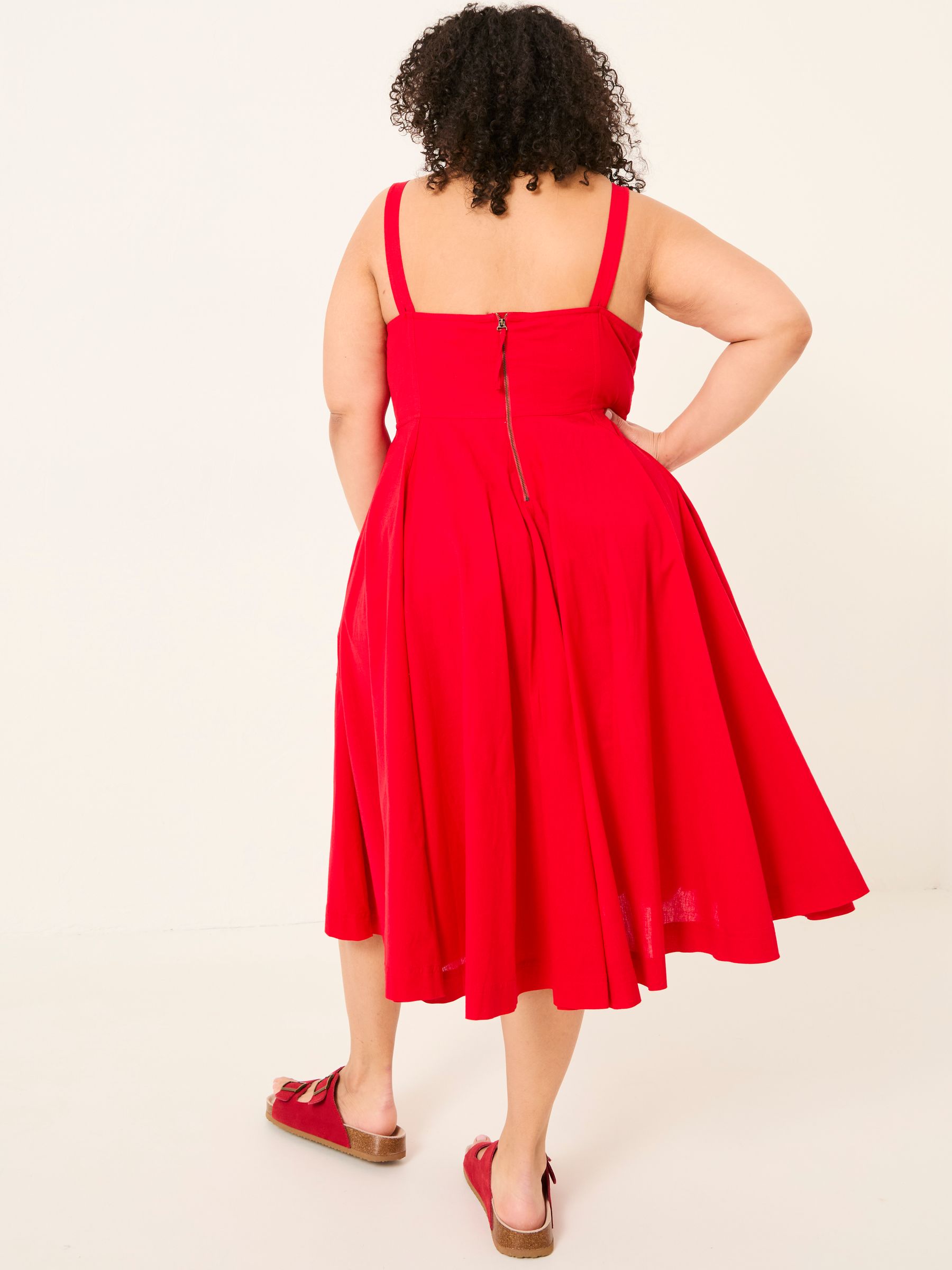 red midi flowy dress Rihoas Chiffon Midi Dress Sweetheart Neck Spaghetti Strap for Valentine's Date, Wedding Guest, Red / XL