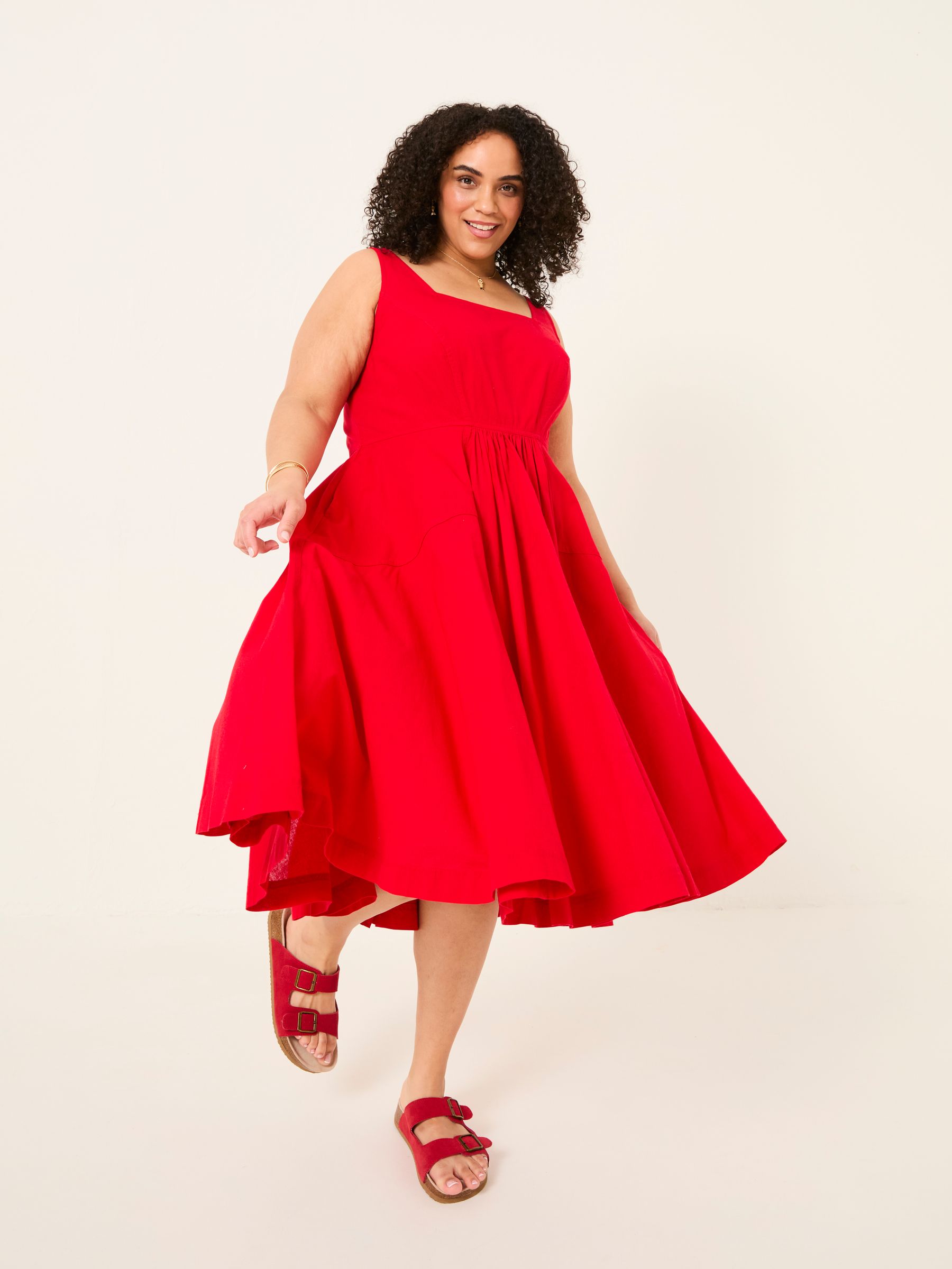 Maria Red Midi Dress - Image 7 of 10