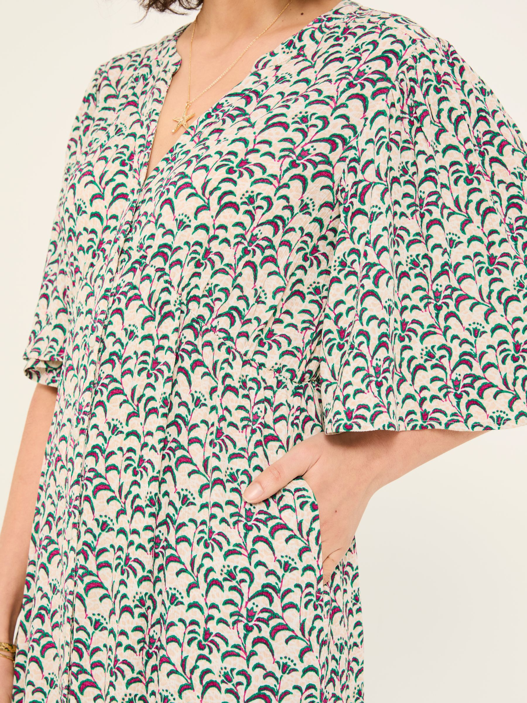 Paige Multi Vine Floral Midi Dress - Image 3 of 5