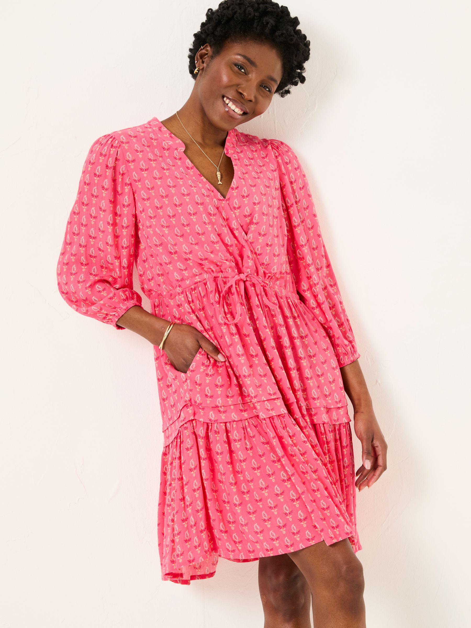 Nancy Mid Pink Paisley Ditsy Dress | FatFace USA