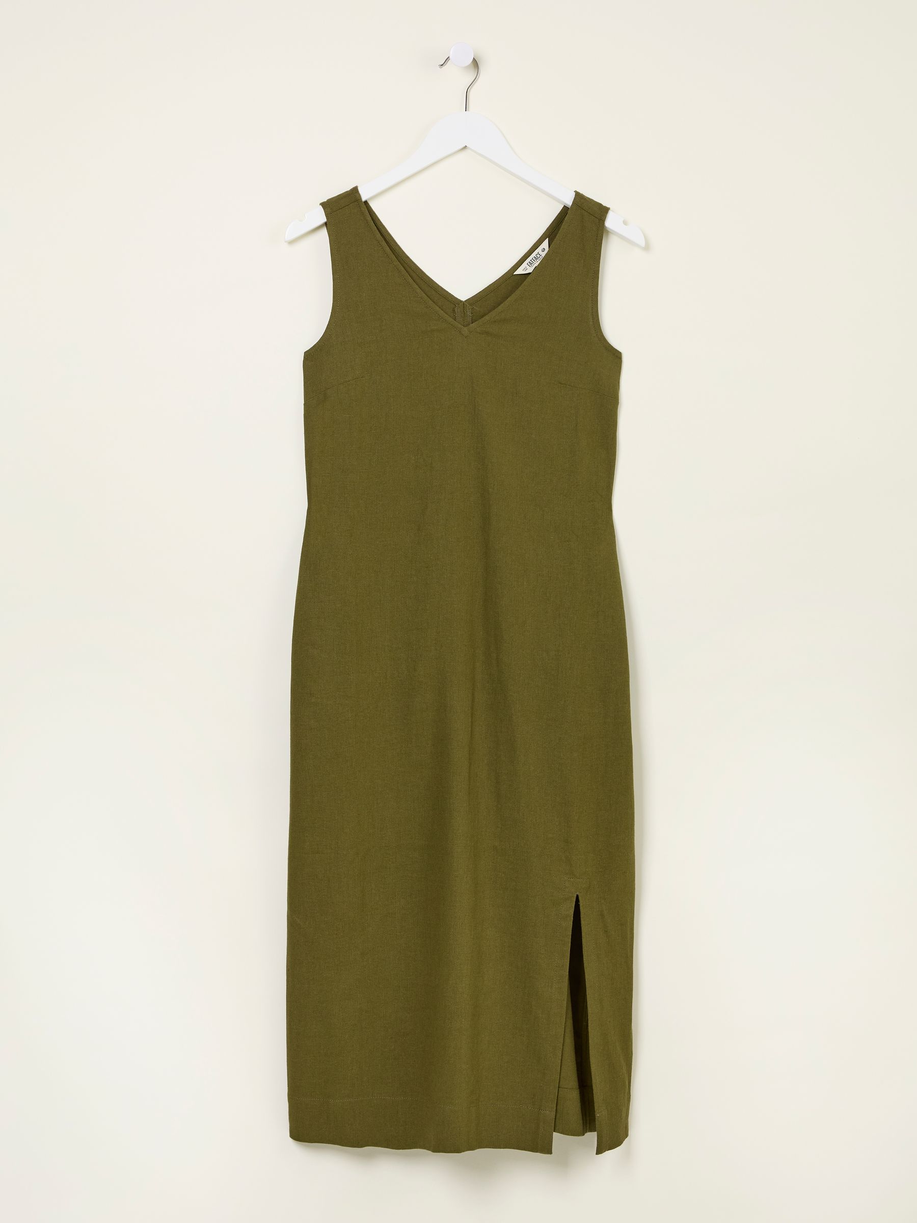Corey Khaki Green Linen Midi Dress - Image 6 of 6