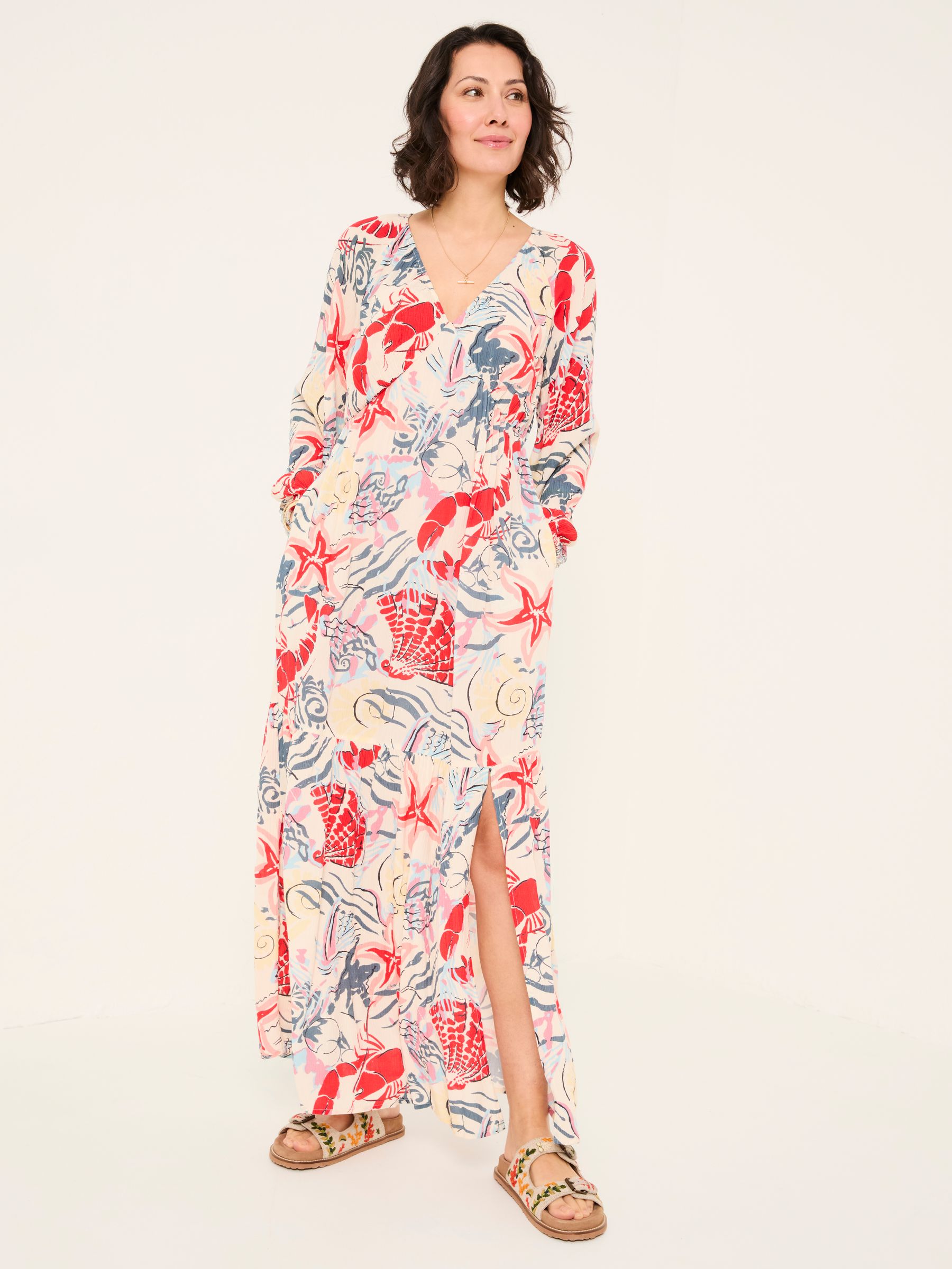 Noelle Ivory Sea Scene Midi Dress - Image 2 of 6