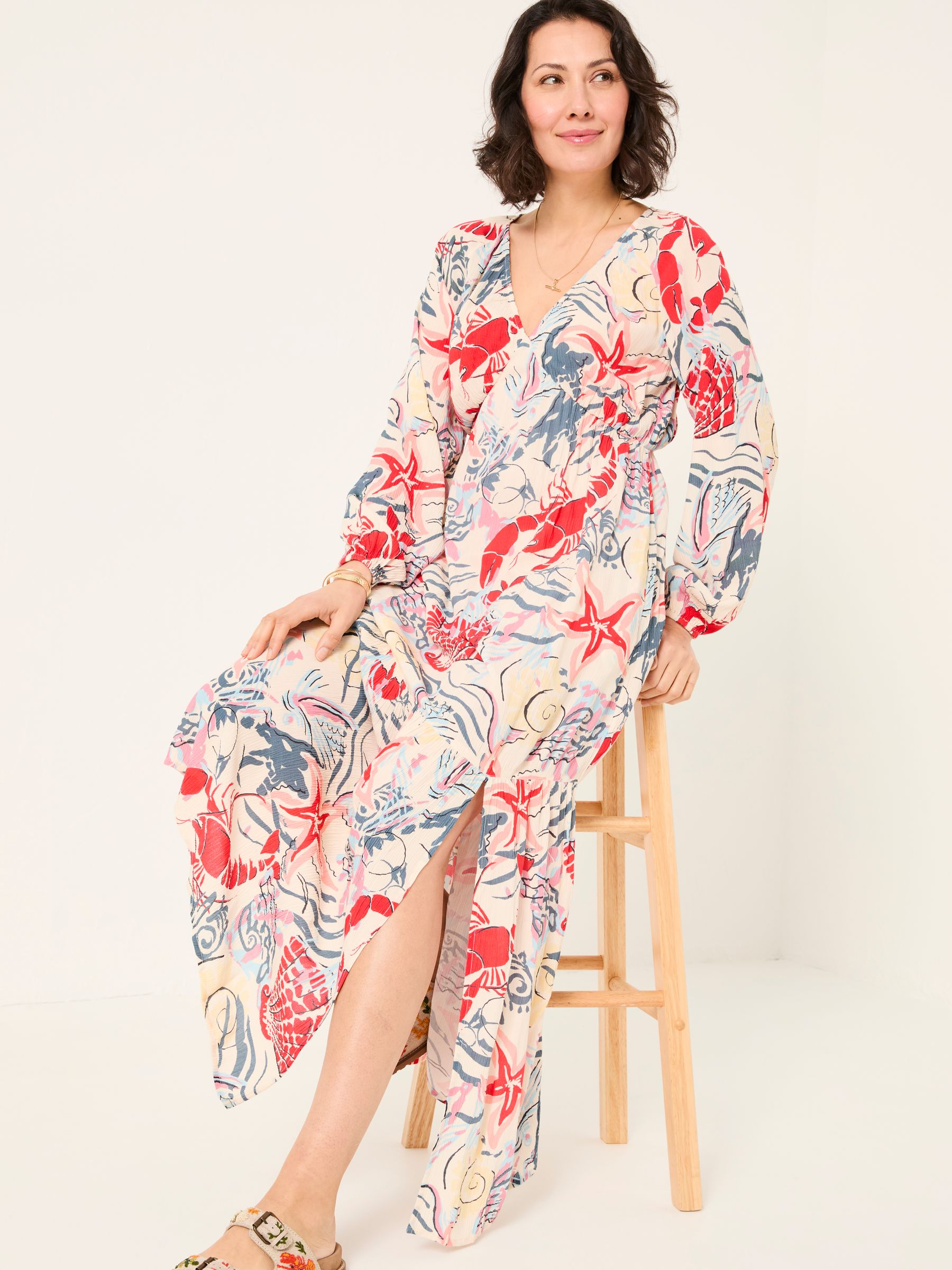 Noelle Ivory Sea Scene Midi Dress - Image 4 of 6