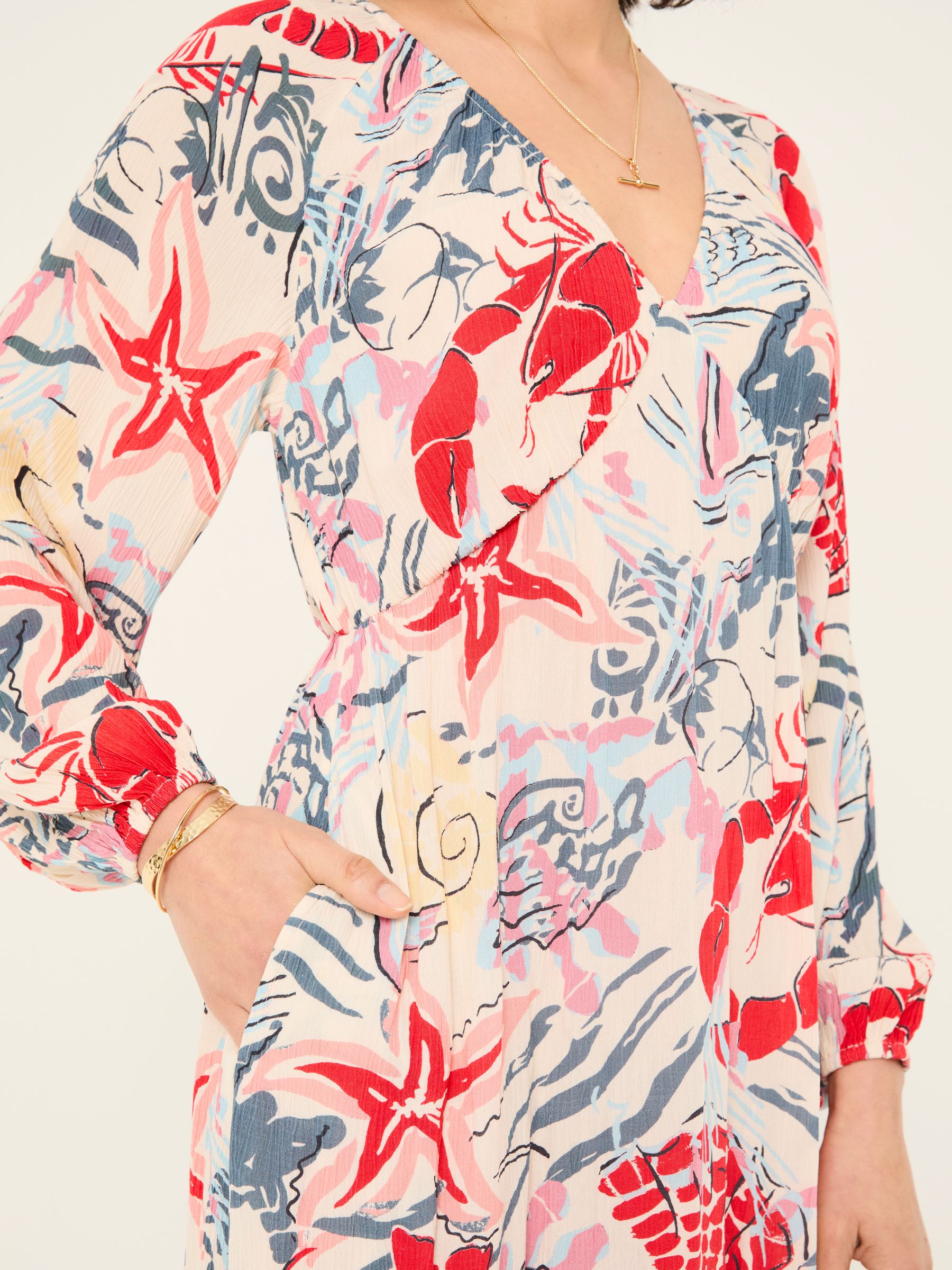 Noelle Ivory Sea Scene Midi Dress - Image 5 of 6