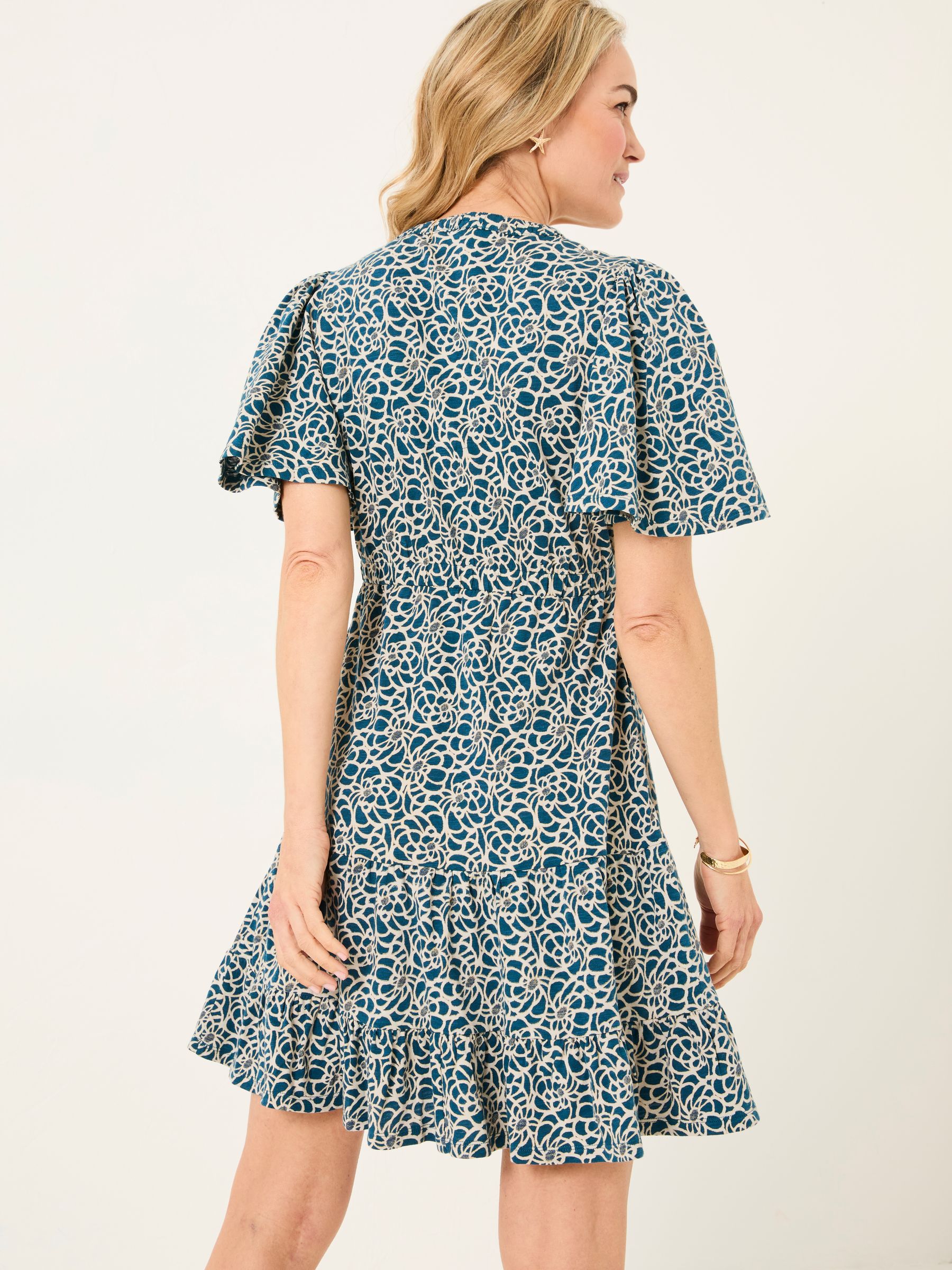 Grace Teal Blue Shibori Jersey Dress - Image 2 of 5