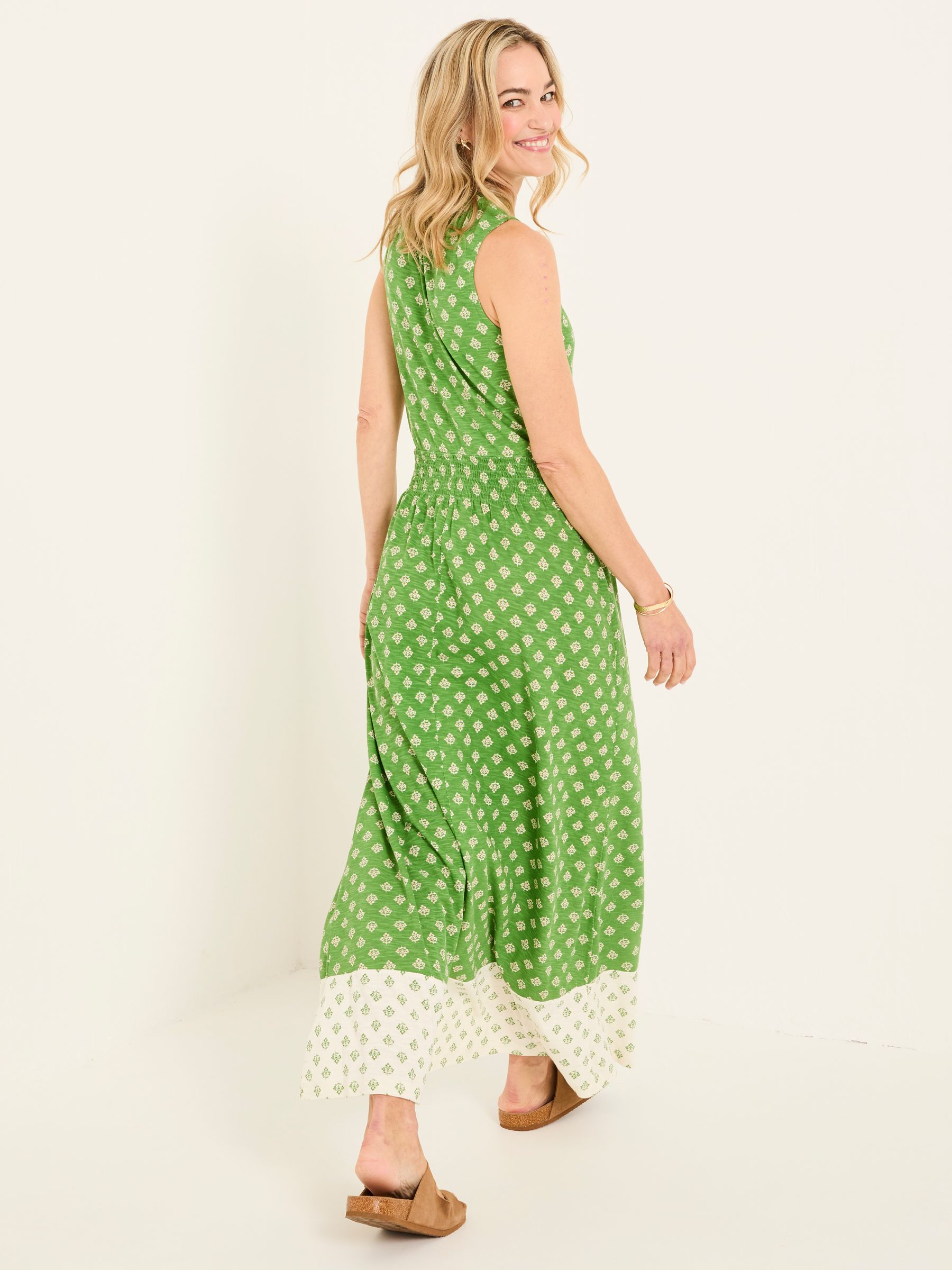 Ellie Mid Green Woodblock Jersey Maxi Dress - Image 2 of 11