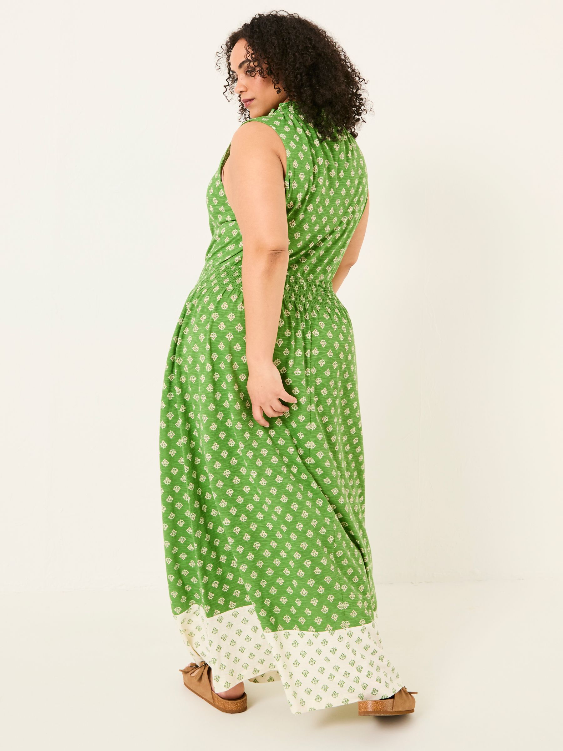 Ellie Mid Green Woodblock Jersey Maxi Dress - Image 7 of 11
