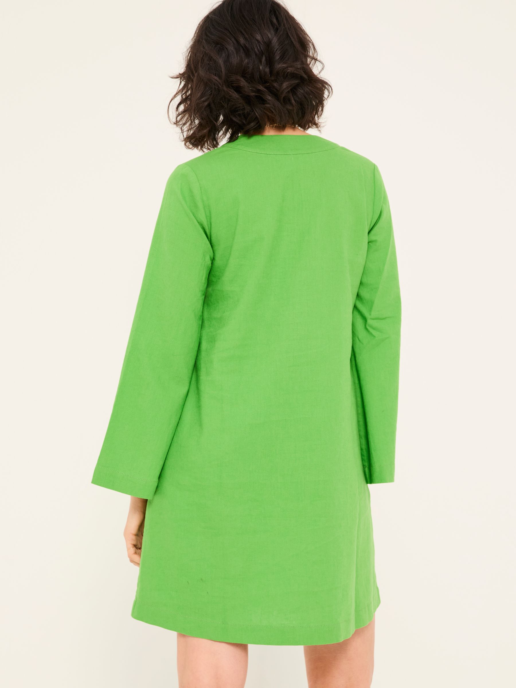 Mid Green Linen Kaftan Dress - Image 2 of 5