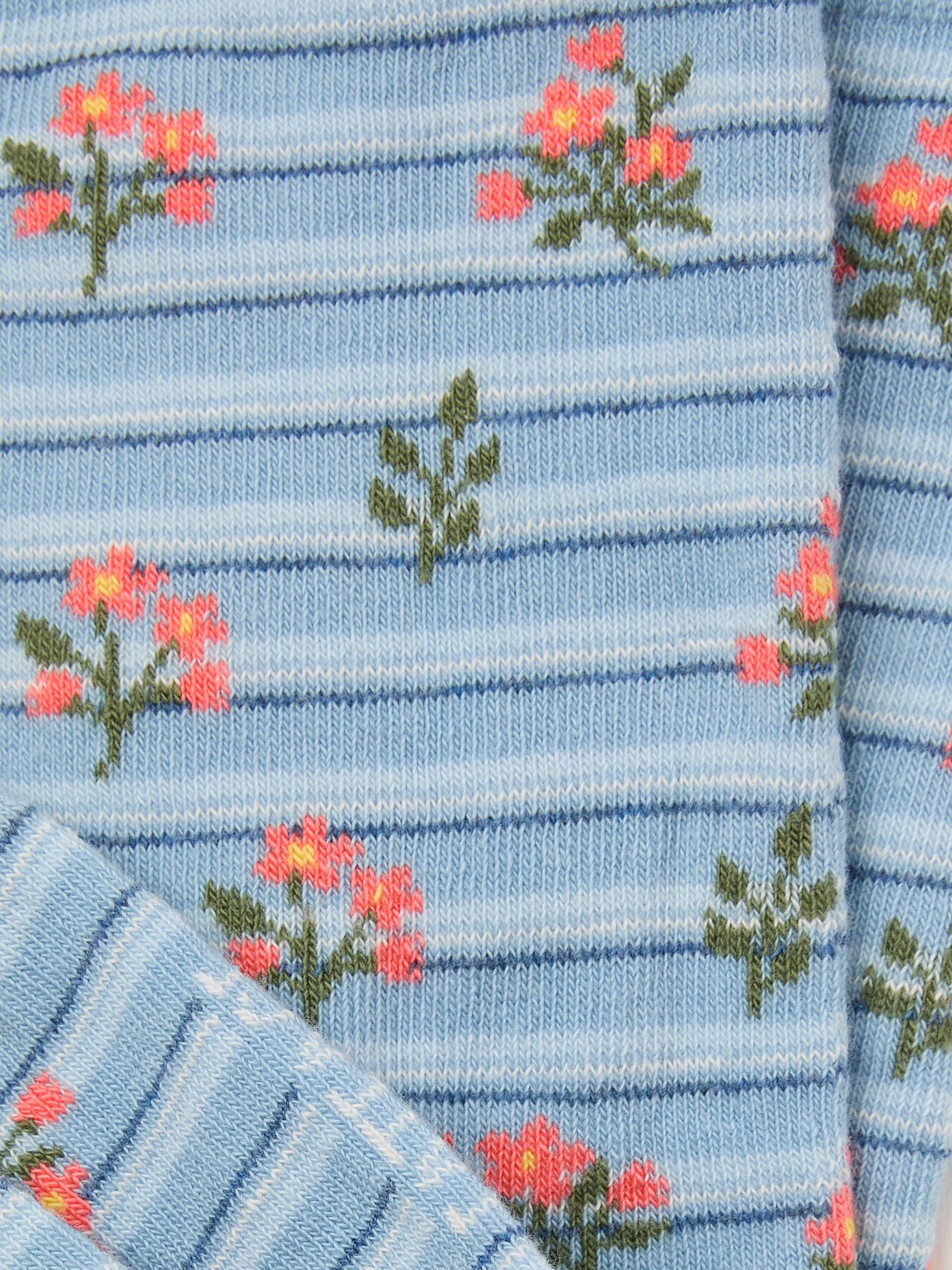 Blue Stripe Floral Socks - Image 2 of 2