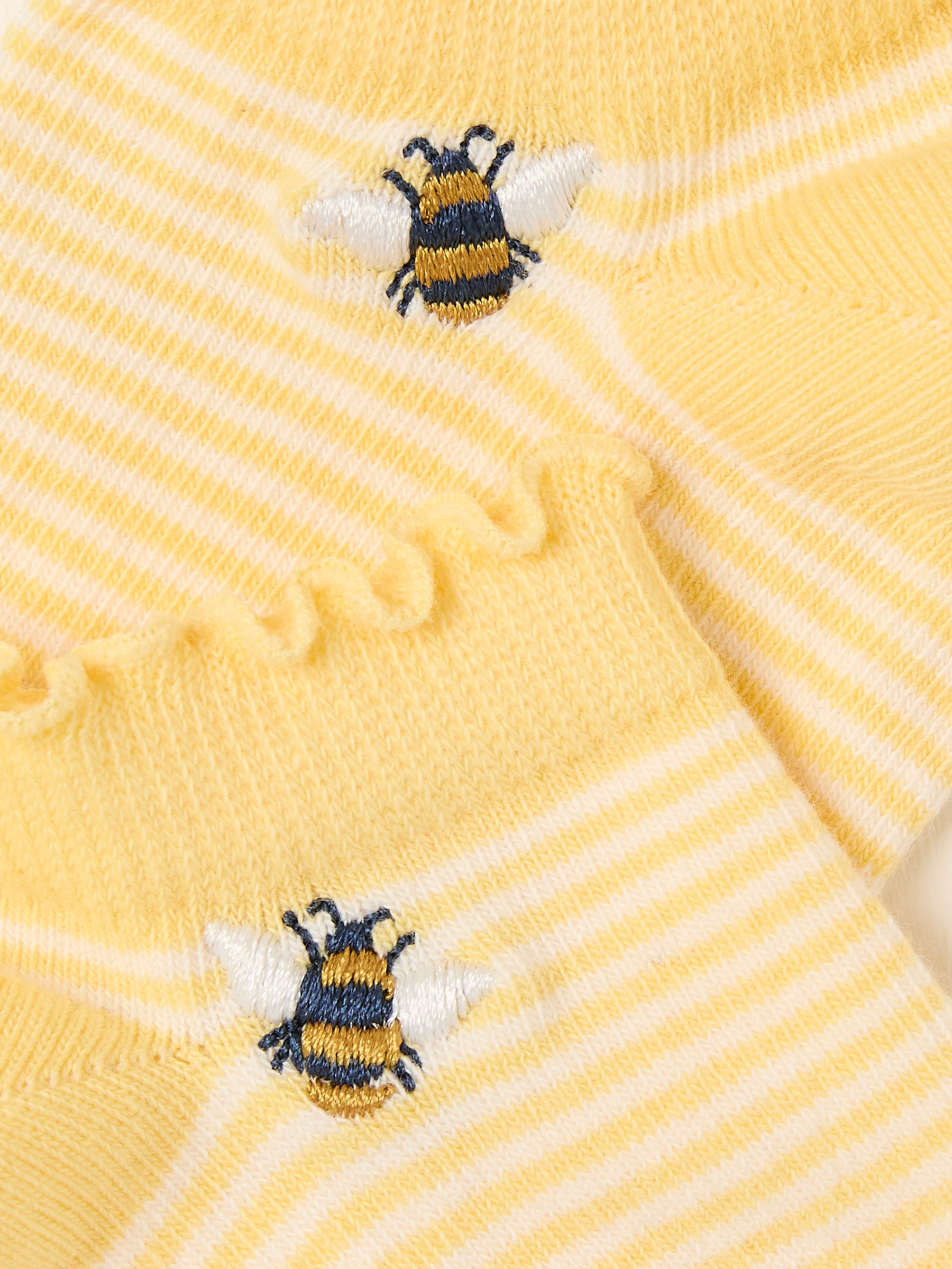 Yellow Embroidered Bee Trainer Socks - Image 2 of 2