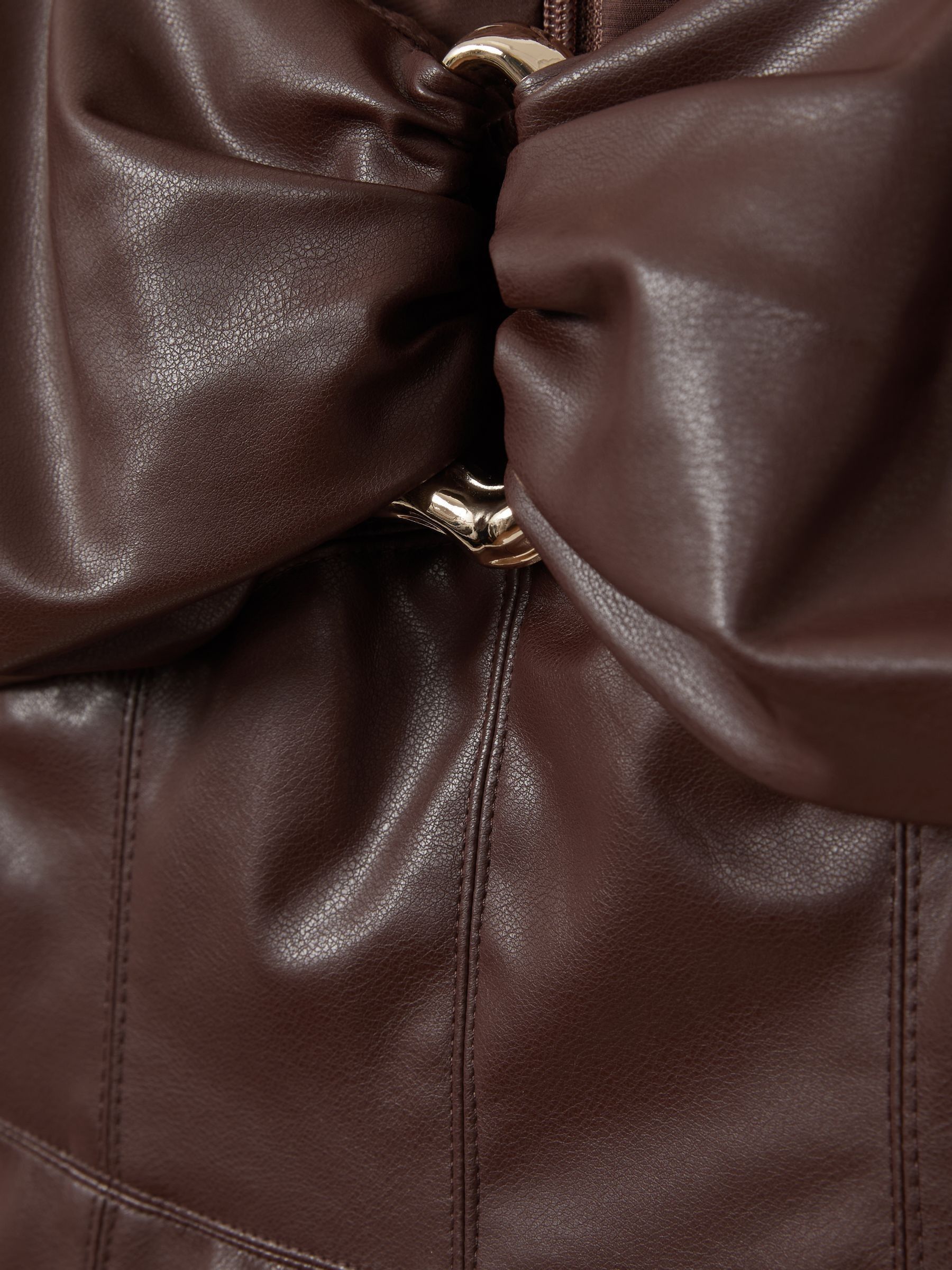 Amur Faux Leather Mini Dress in Chocolate Brown - Image 6 of 6