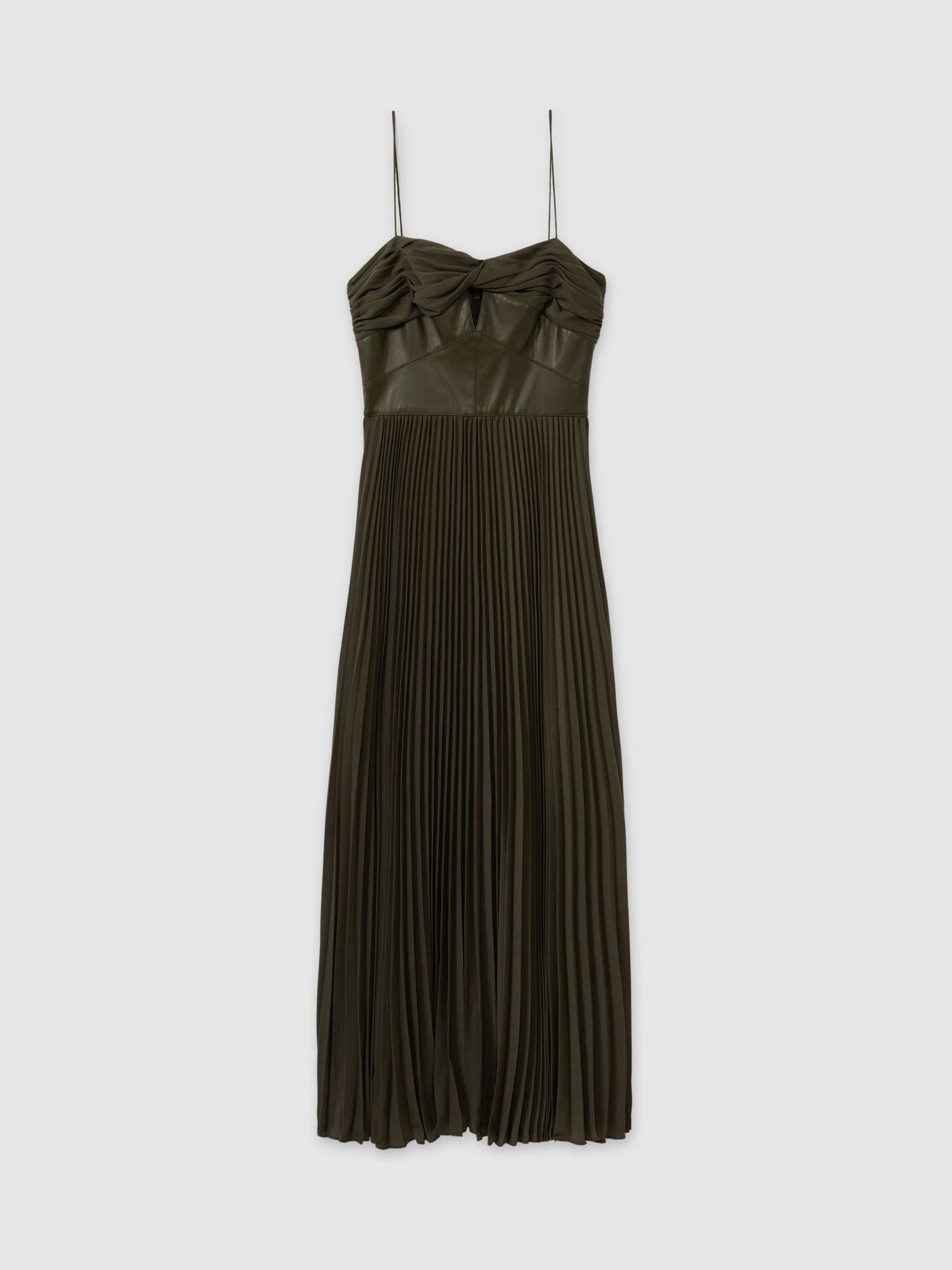 Amur Twist Pleated Maxi Dress in Olive - Image 2 of 5