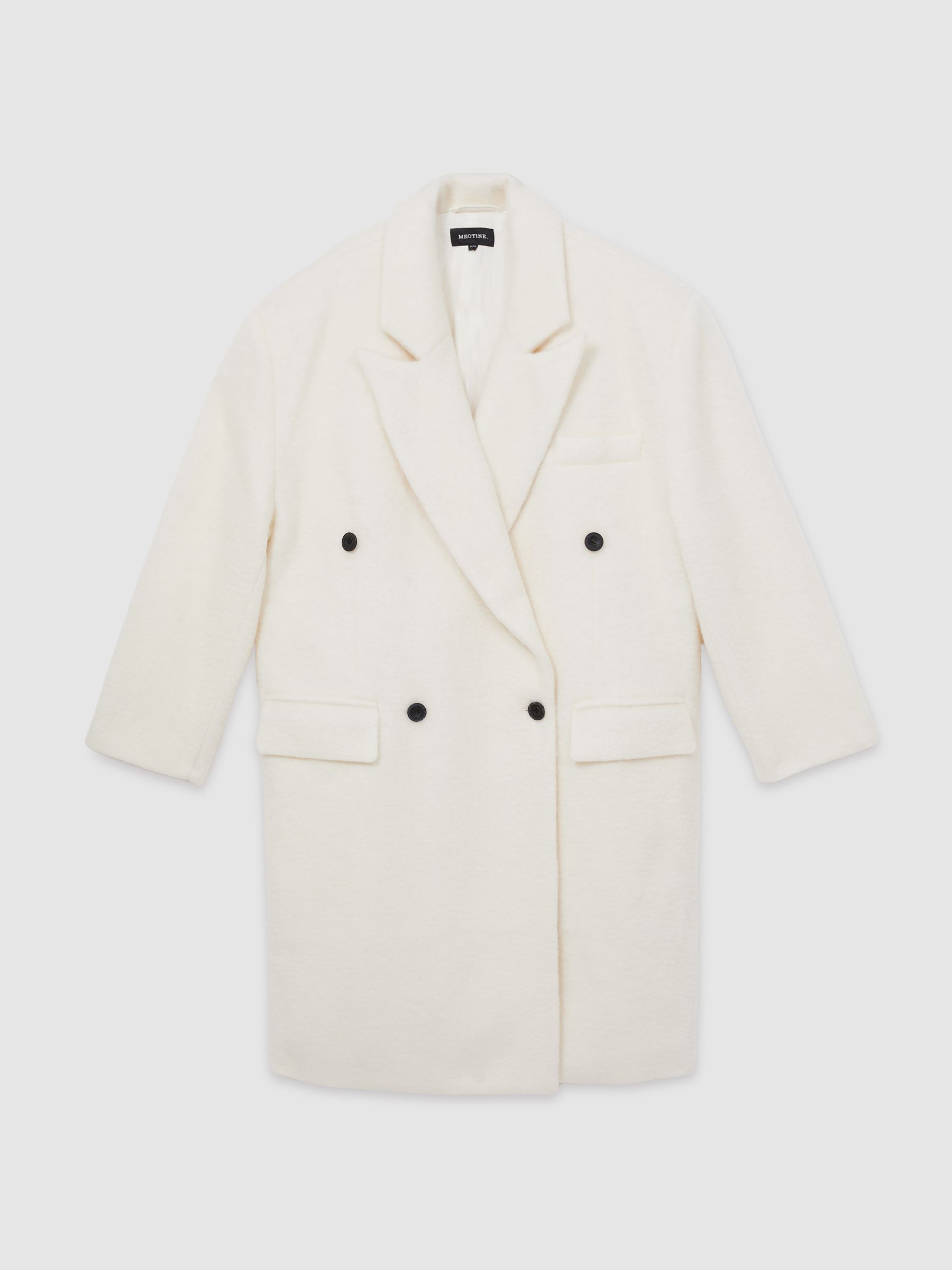 Meotine Double-Breasted Coat With Mohair in Cream - Image 2 of 8