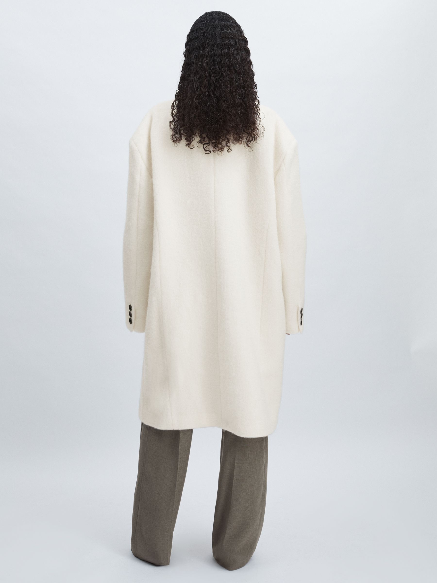 Meotine Double-Breasted Coat With Mohair in Cream - Image 6 of 8