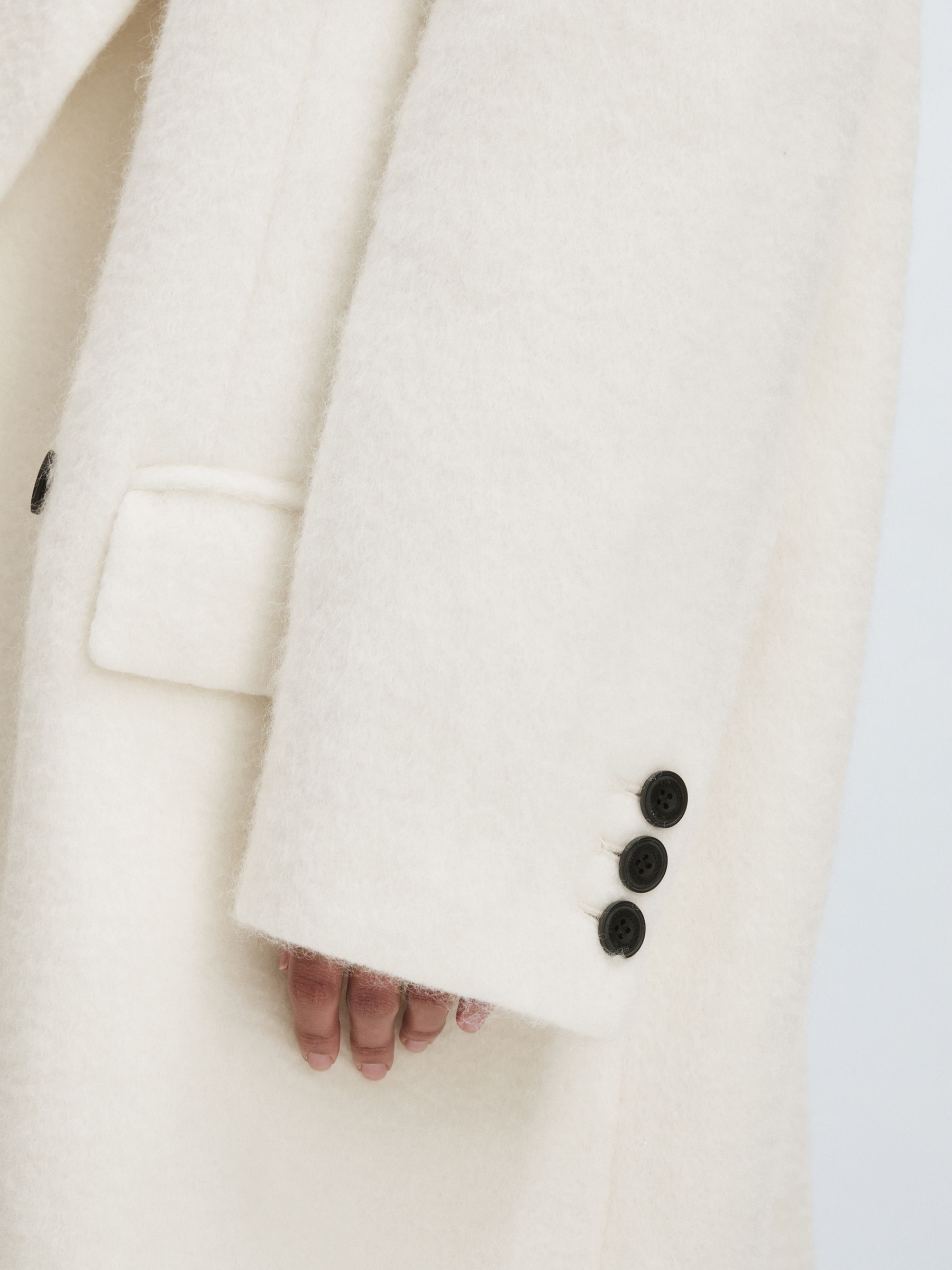 Meotine Double-Breasted Coat With Mohair in Cream - Image 7 of 8