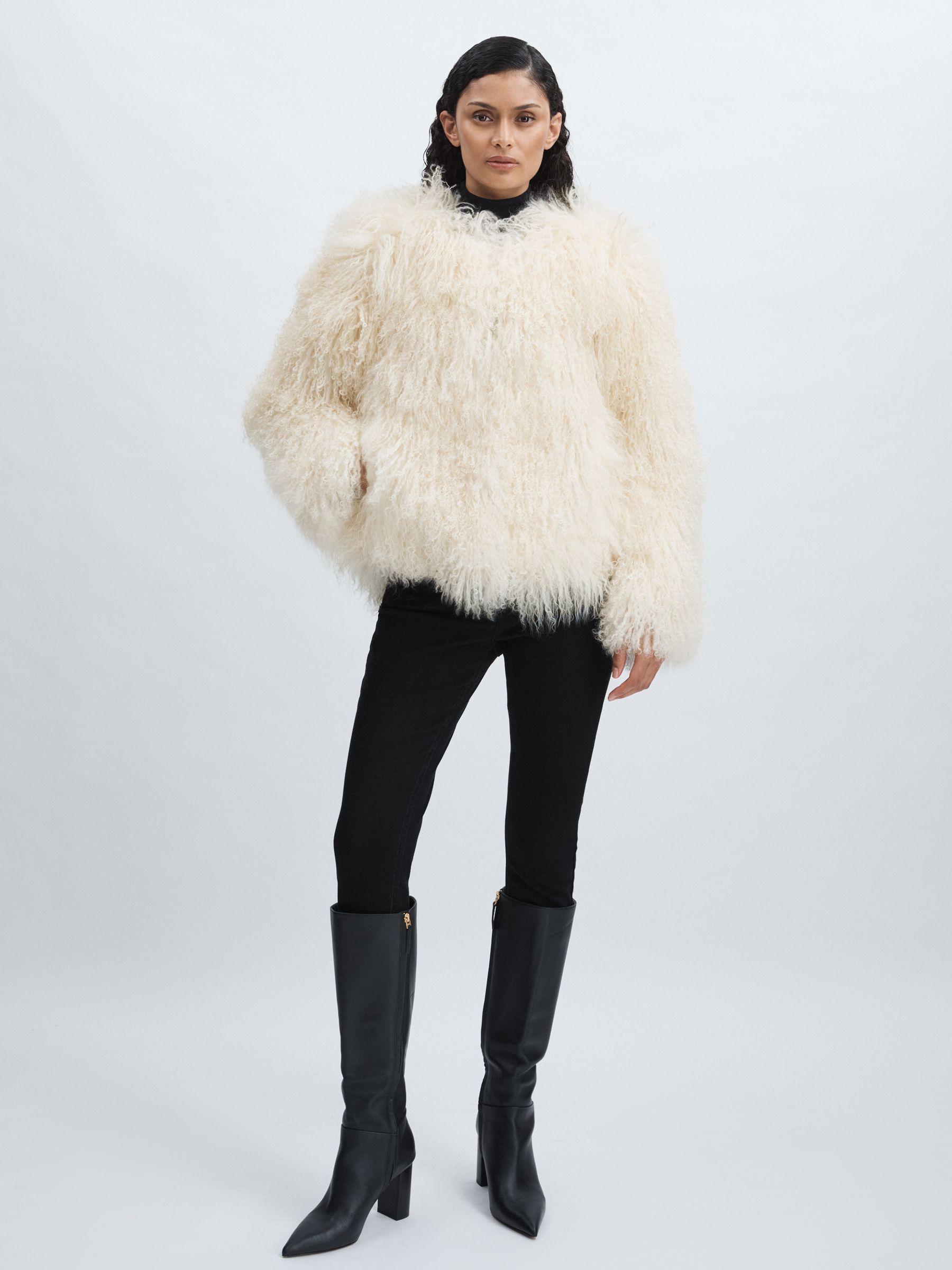 Meotine Shearling Jacket in Cream - Image 3 of 8